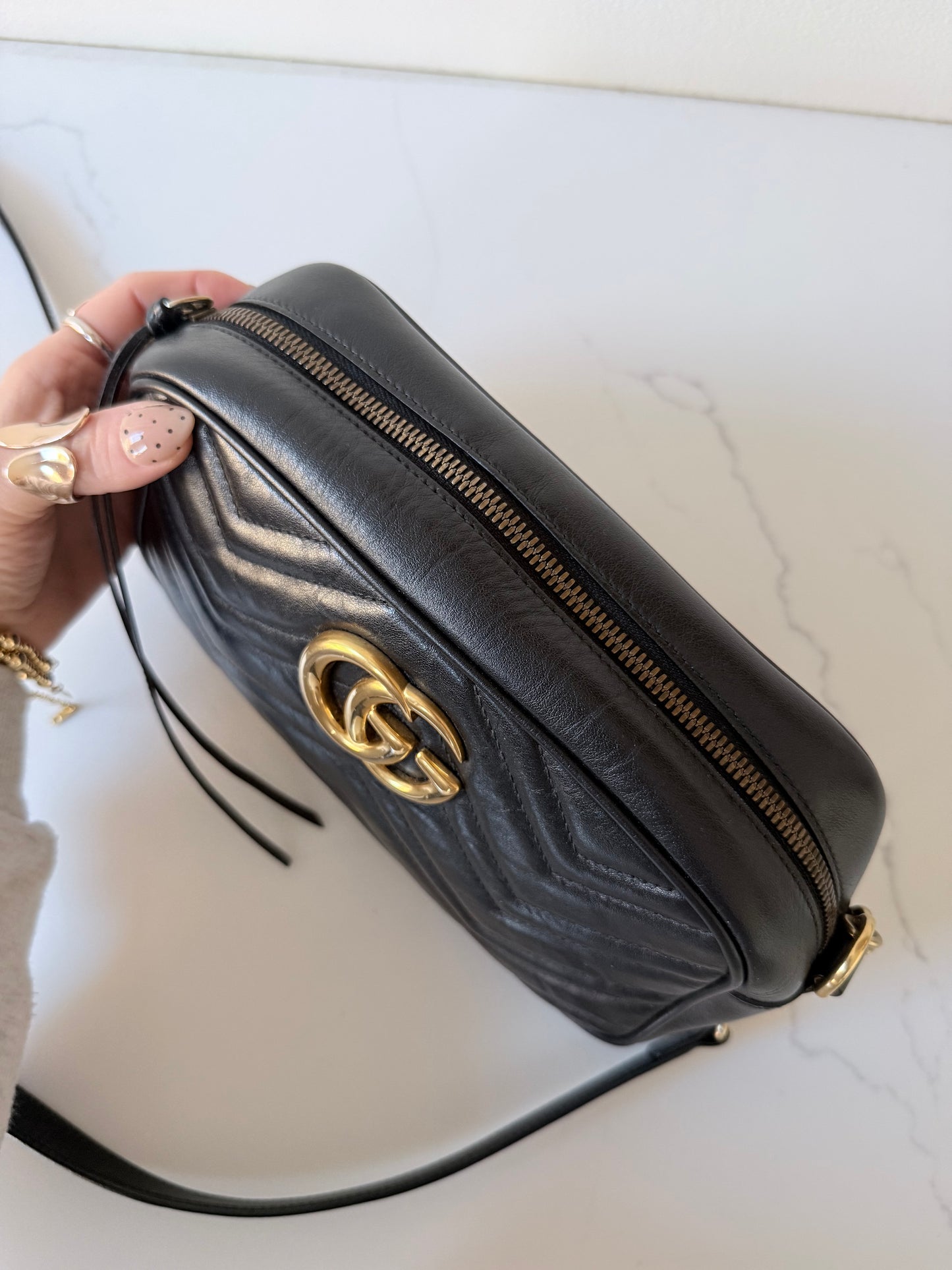 Black Gucci Marmont Camera Bag