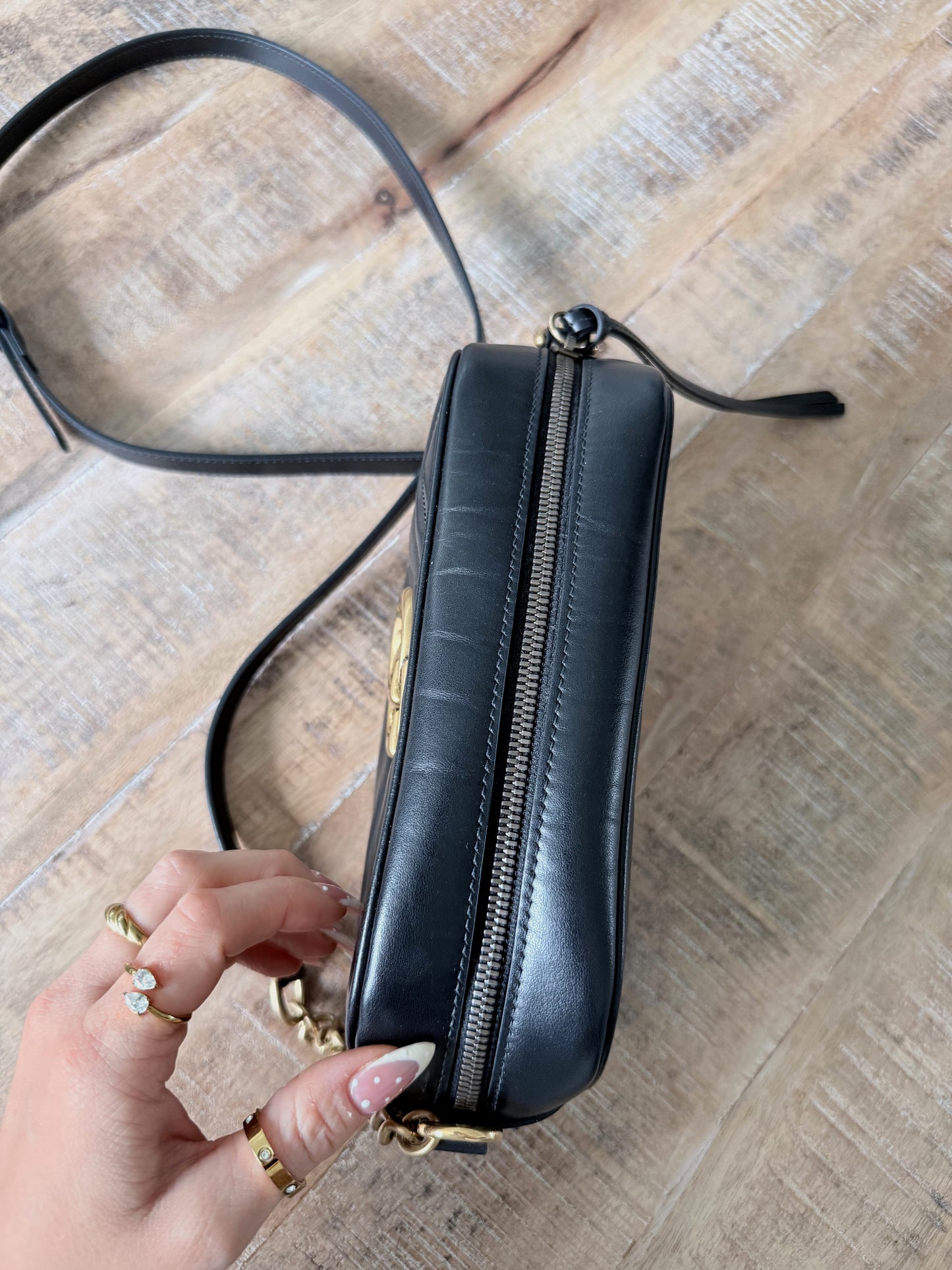 Black Gucci Marmont Camera Bag