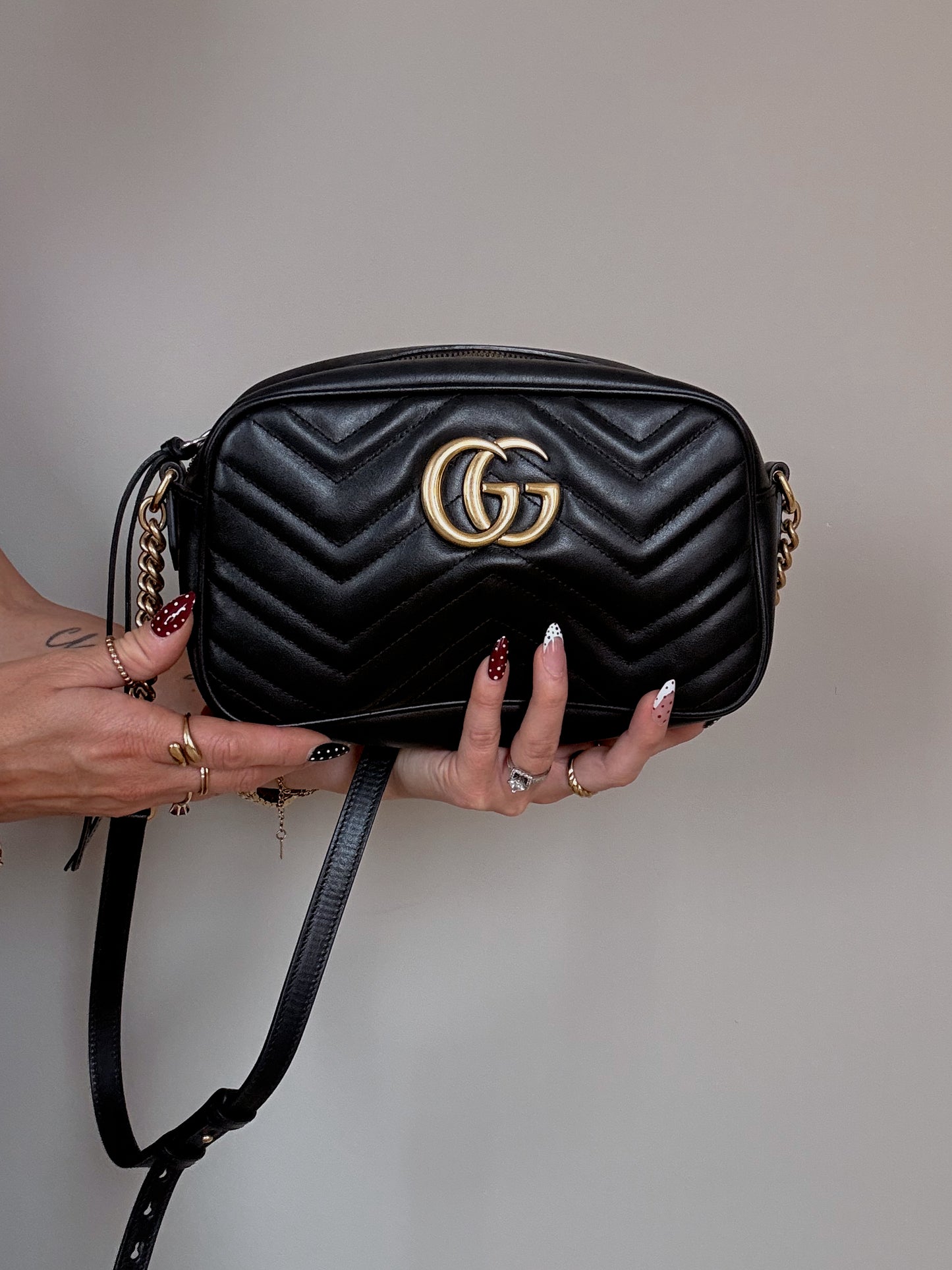 Black Gucci Marmont Camera Bag