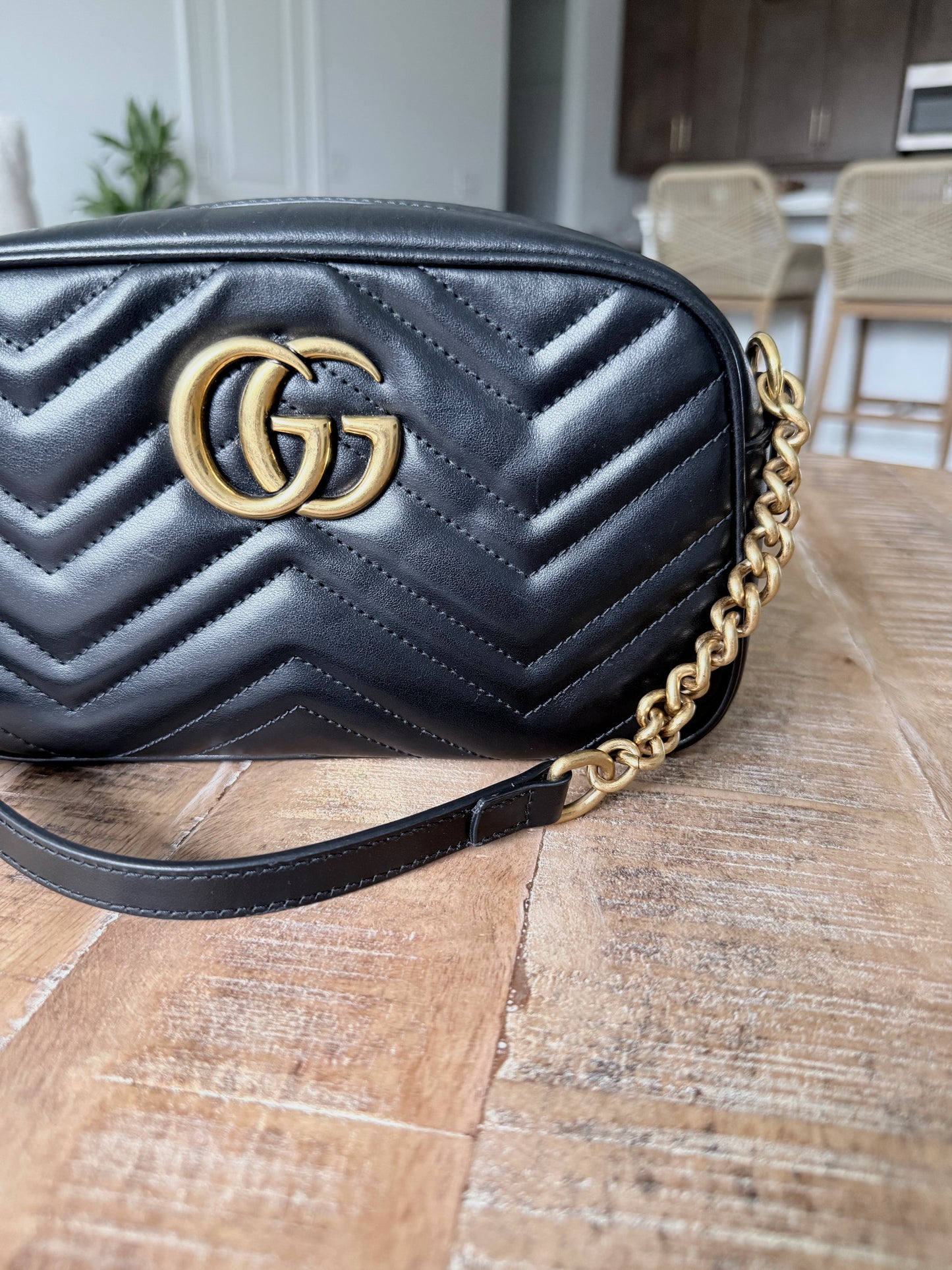 Black Gucci Marmont Camera Bag