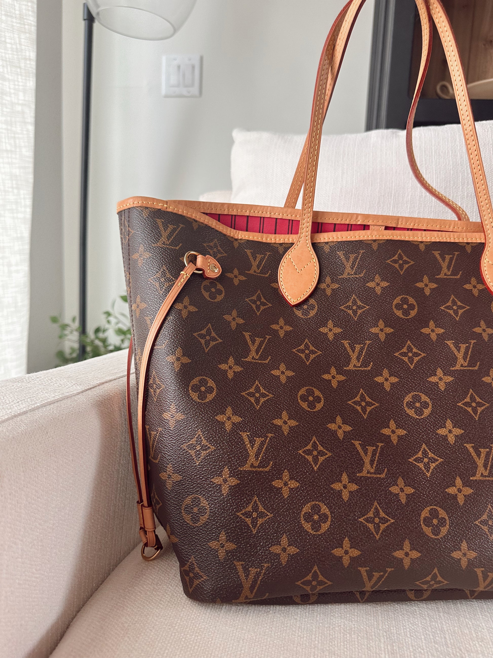 Vuitton Neverfull Mm Monogram Red Lv Tote Bag Vuitton Neverfull Mm