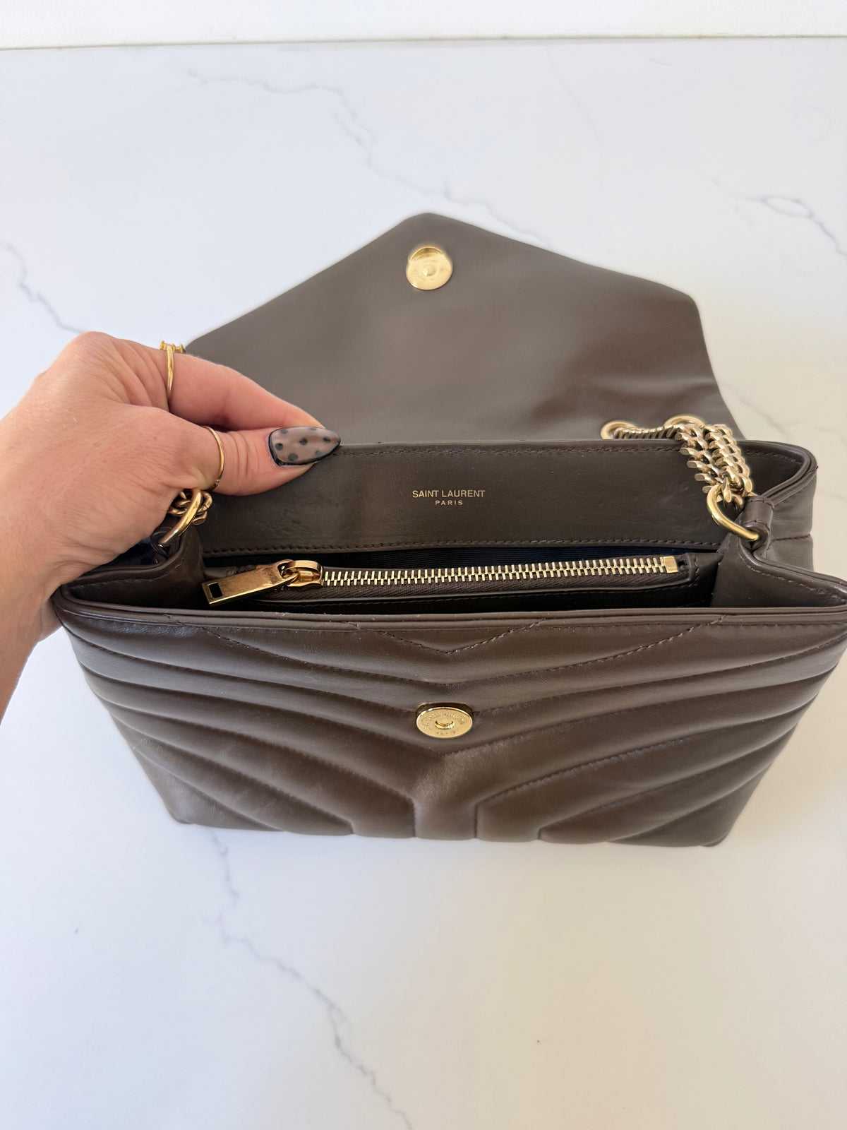 YSL Quilted LouLou Deep Hickory