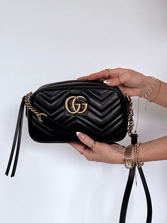 Black Gucci Marmont Camera Bag