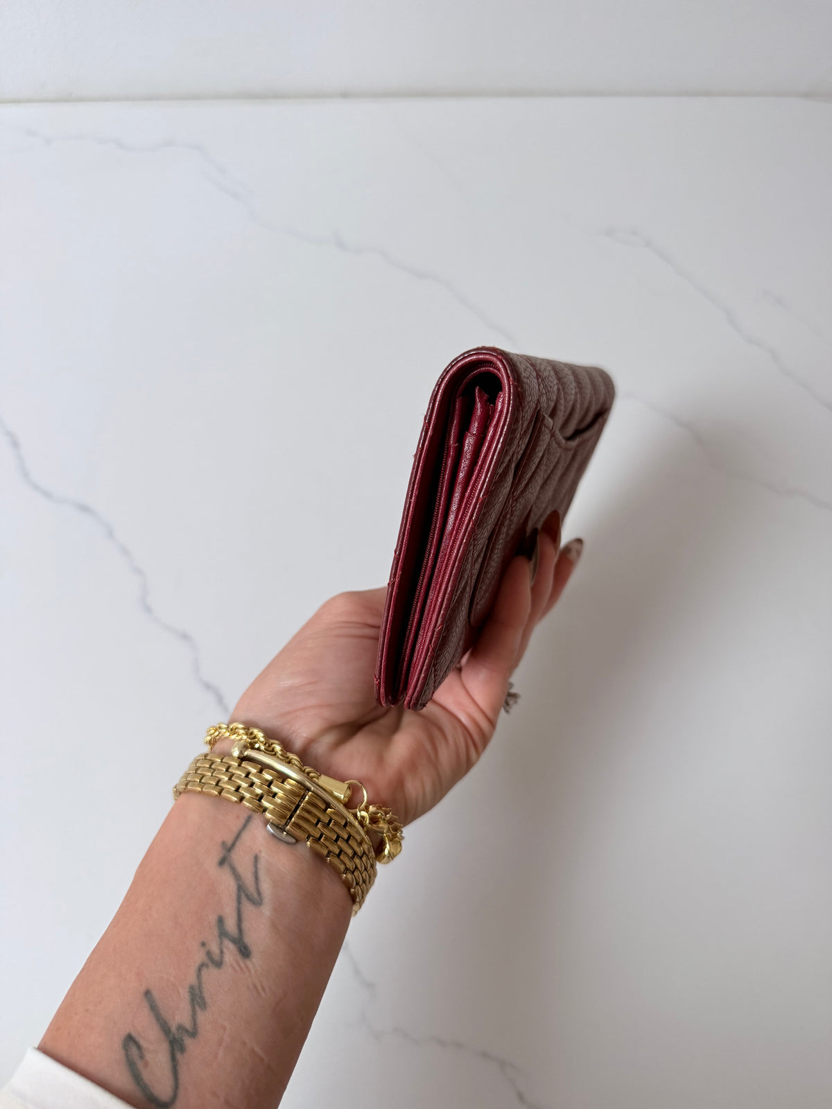 Chanel Burgundy Quilted Wallet