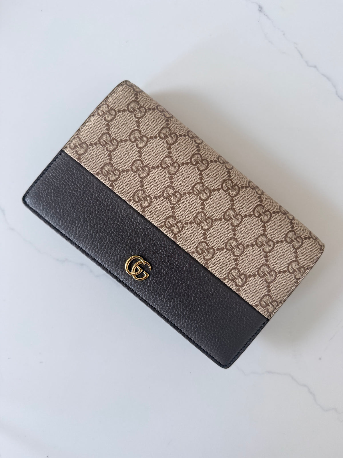 Gucci Bi-color GG Marmont Wallet on Chain