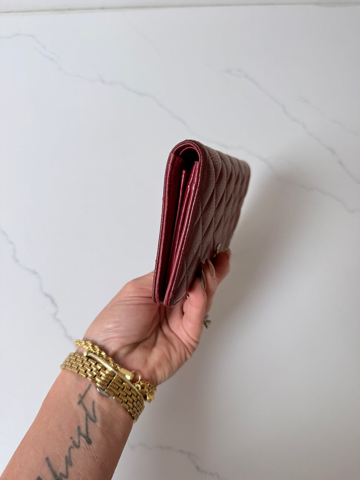 Chanel Burgundy Quilted Wallet