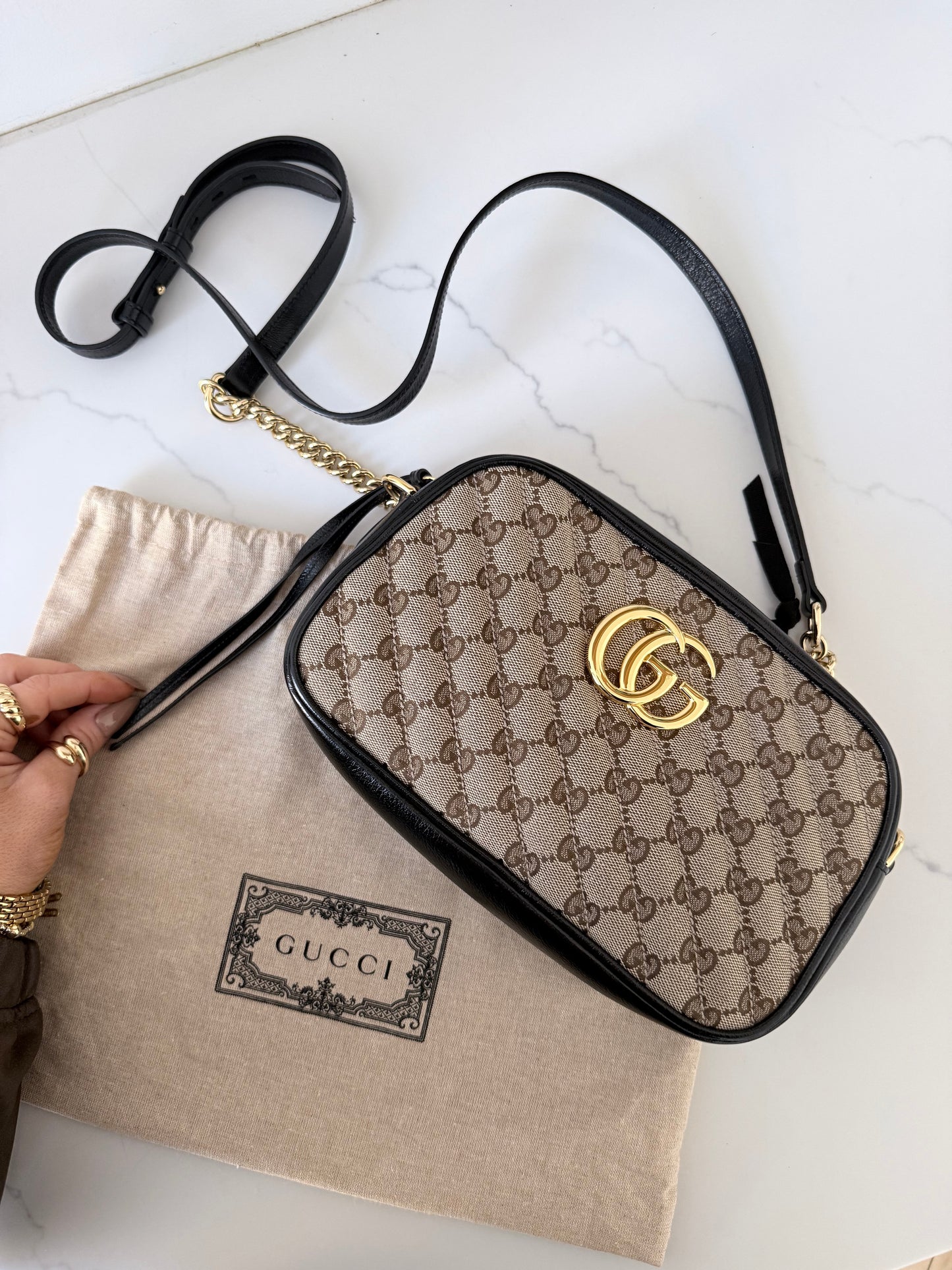 GUCCI GG Monogram Marmont Chain Shoulder Bag
