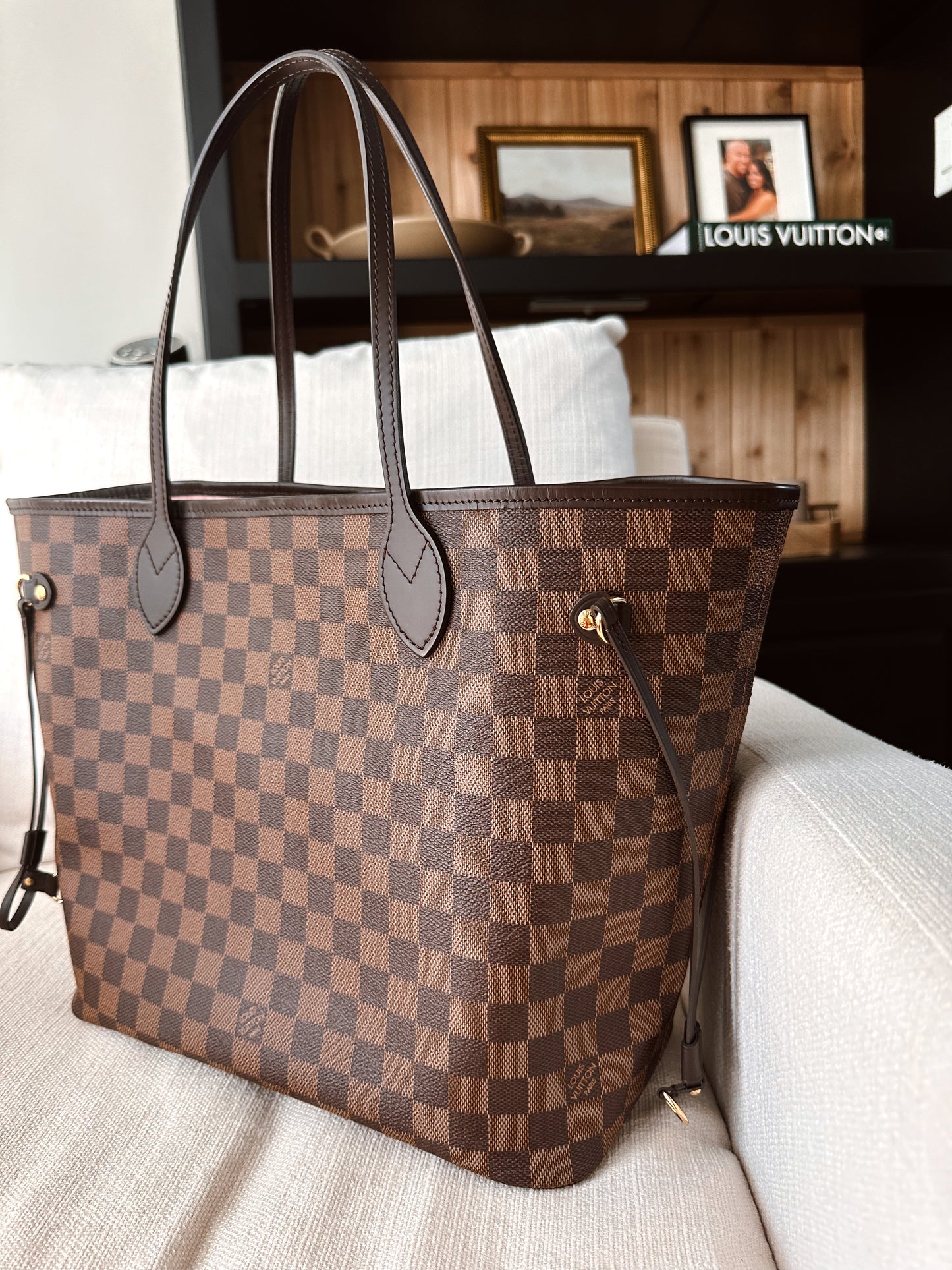 Louis Vuitton Neverfull MM Damier Ebene Rose Ballerine