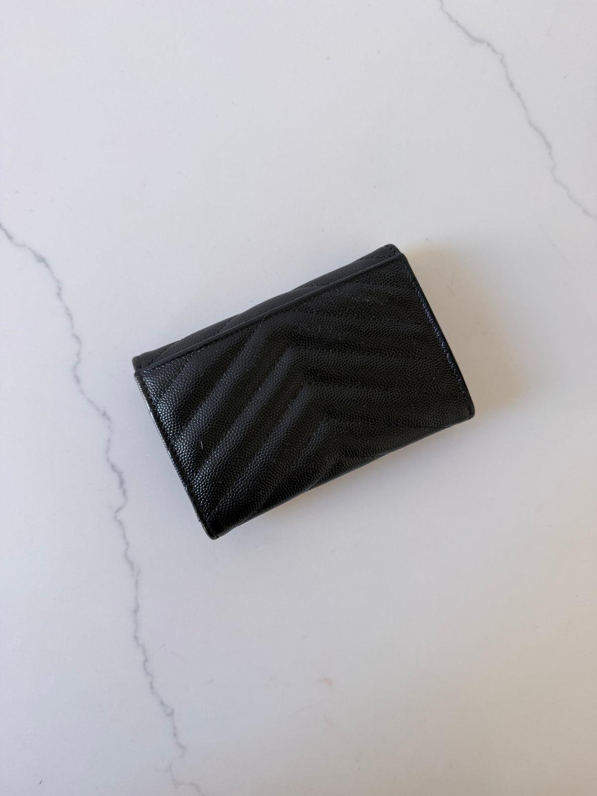 YSL Cassandra Matelasse Small Envelope Wallet Black