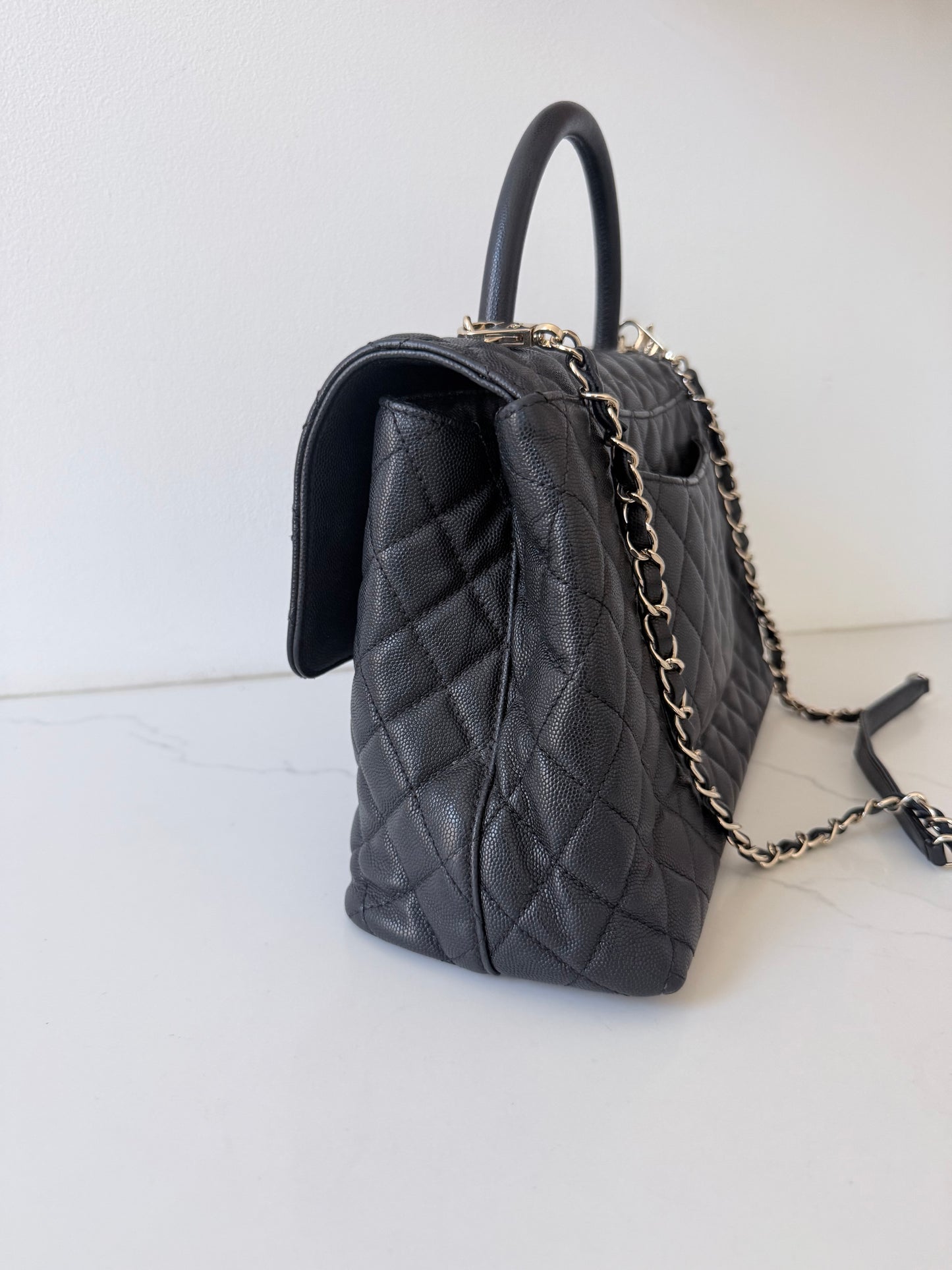 Chanel Caviar Quilted Medium Coco Handle Flap Black