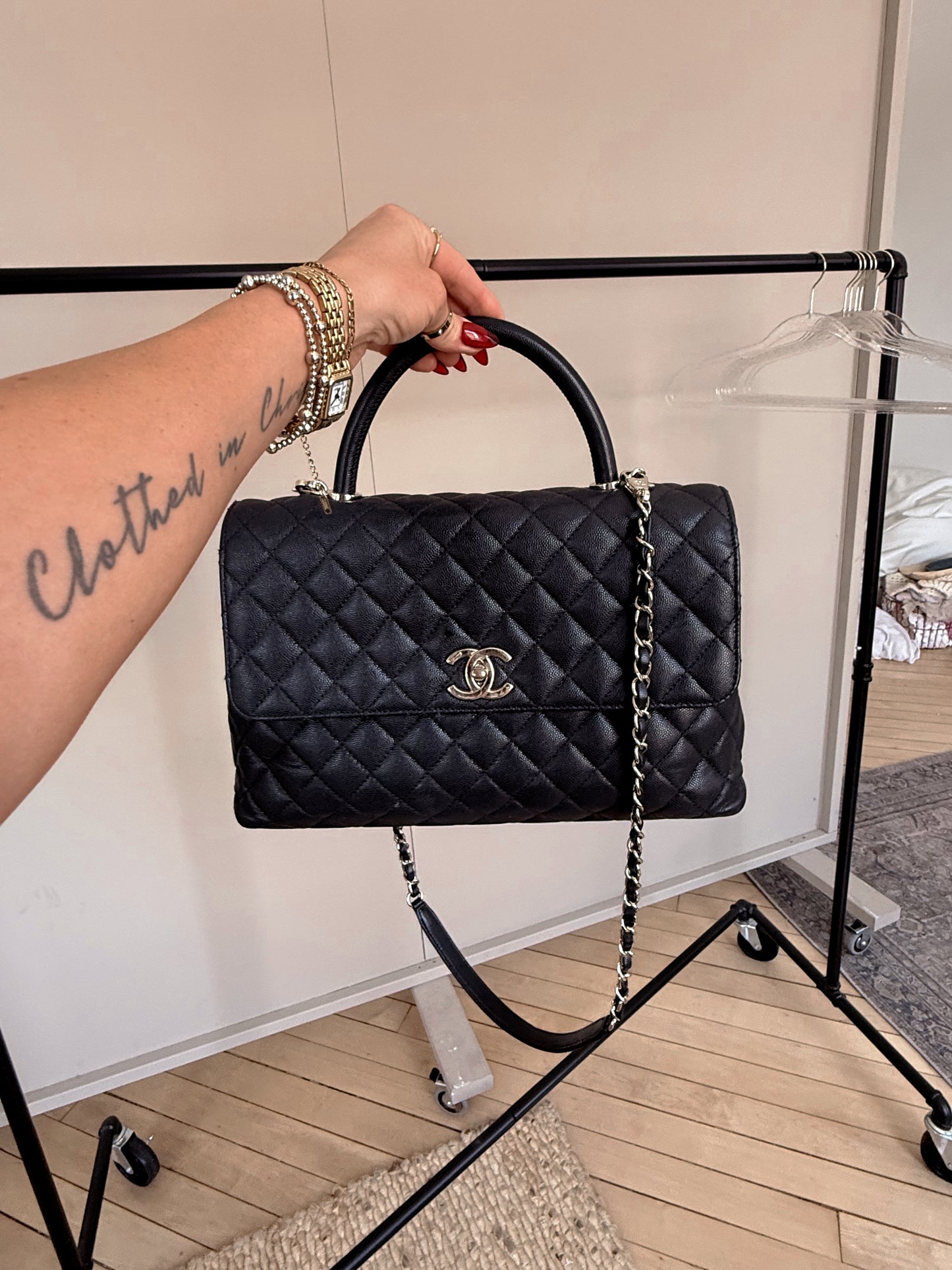 Chanel Caviar Quilted Medium Coco Handle Flap Black