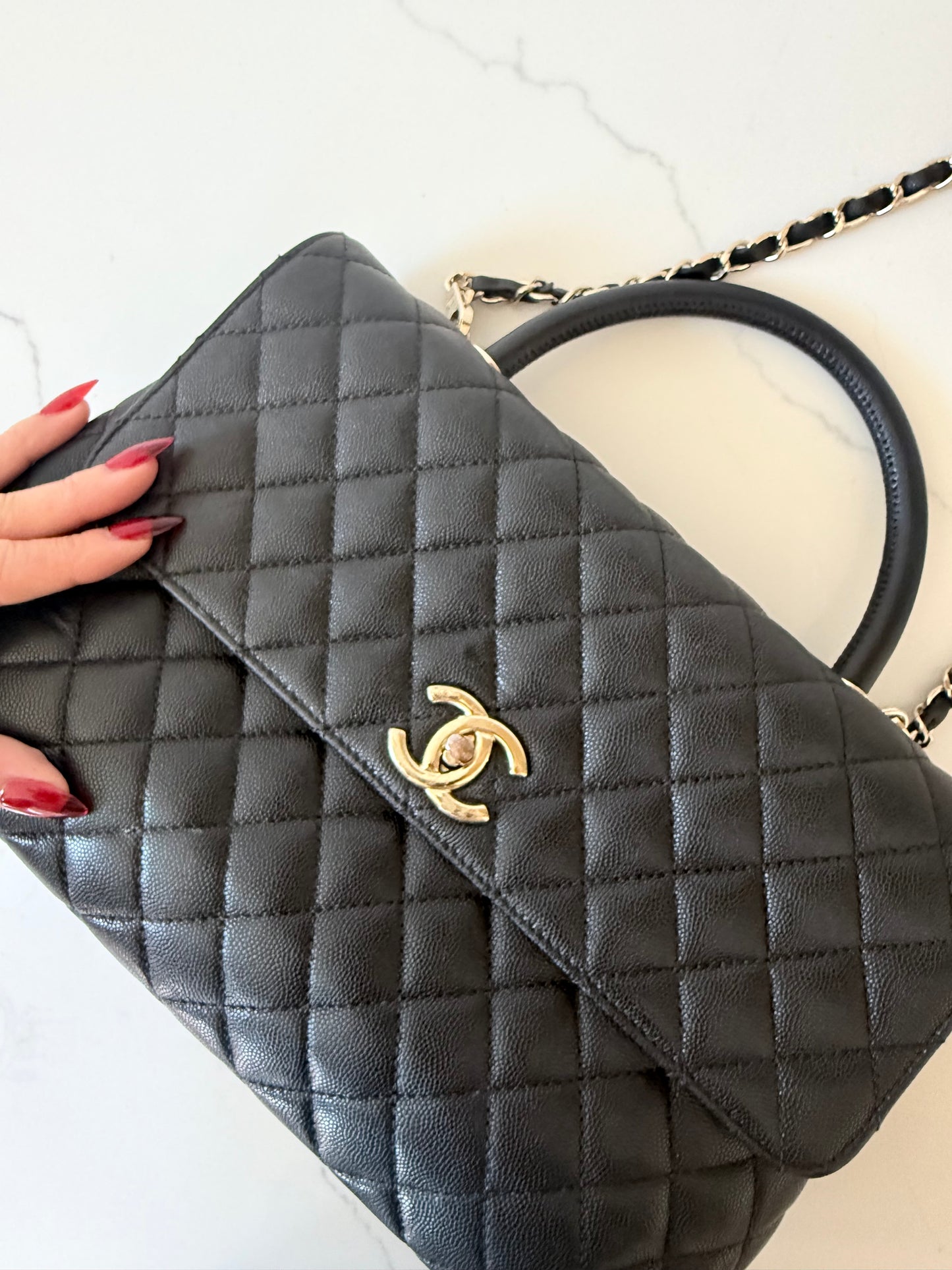 Chanel Caviar Quilted Medium Coco Handle Flap Black