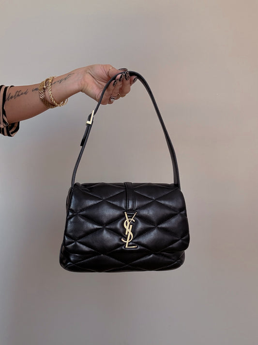 YSL Lambskin Quilted Le 57 Diamond Shoulder Bag Black