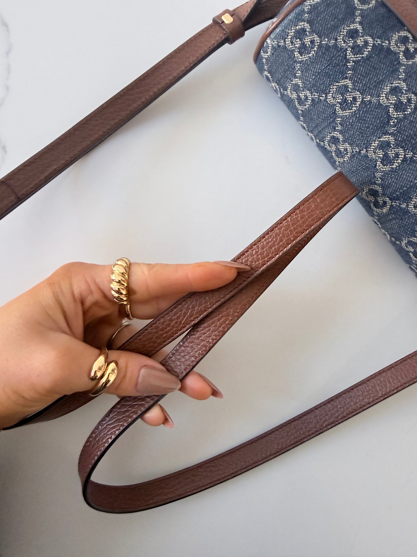 GUCCI Ophidia Shoulder Bag GG Denim Mini