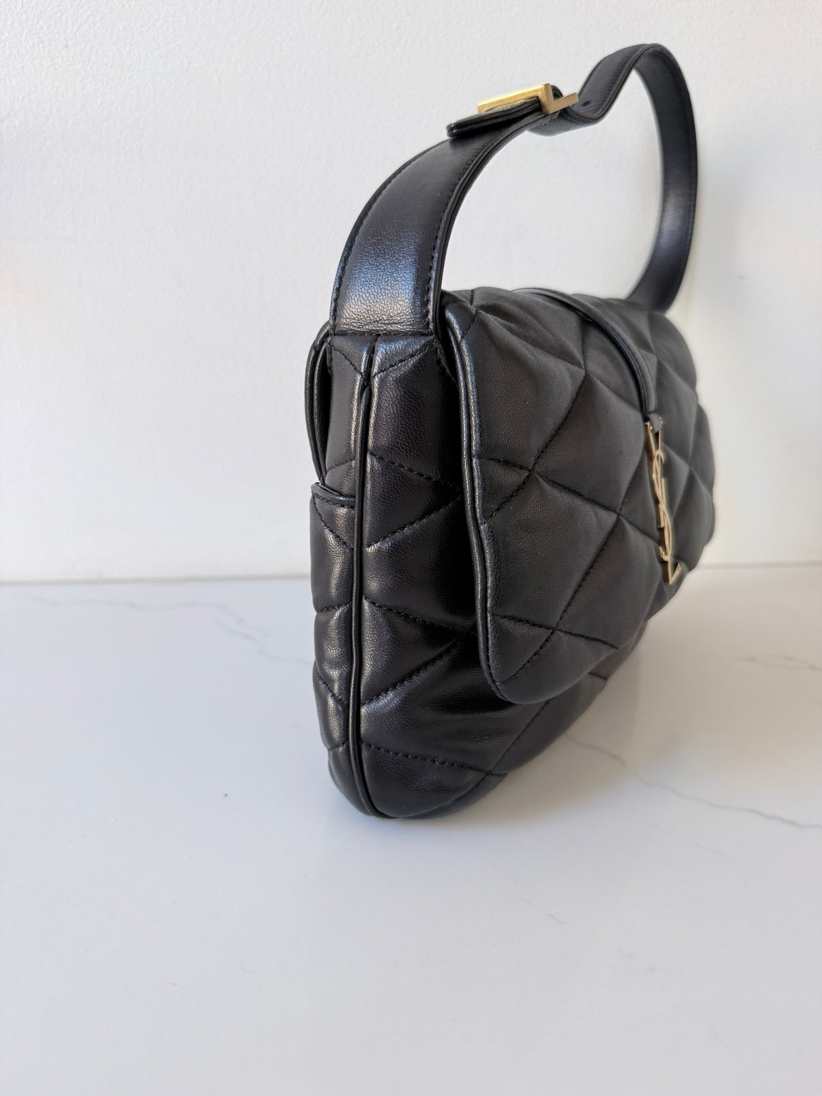 YSL Lambskin Quilted Le 57 Diamond Shoulder Bag Black