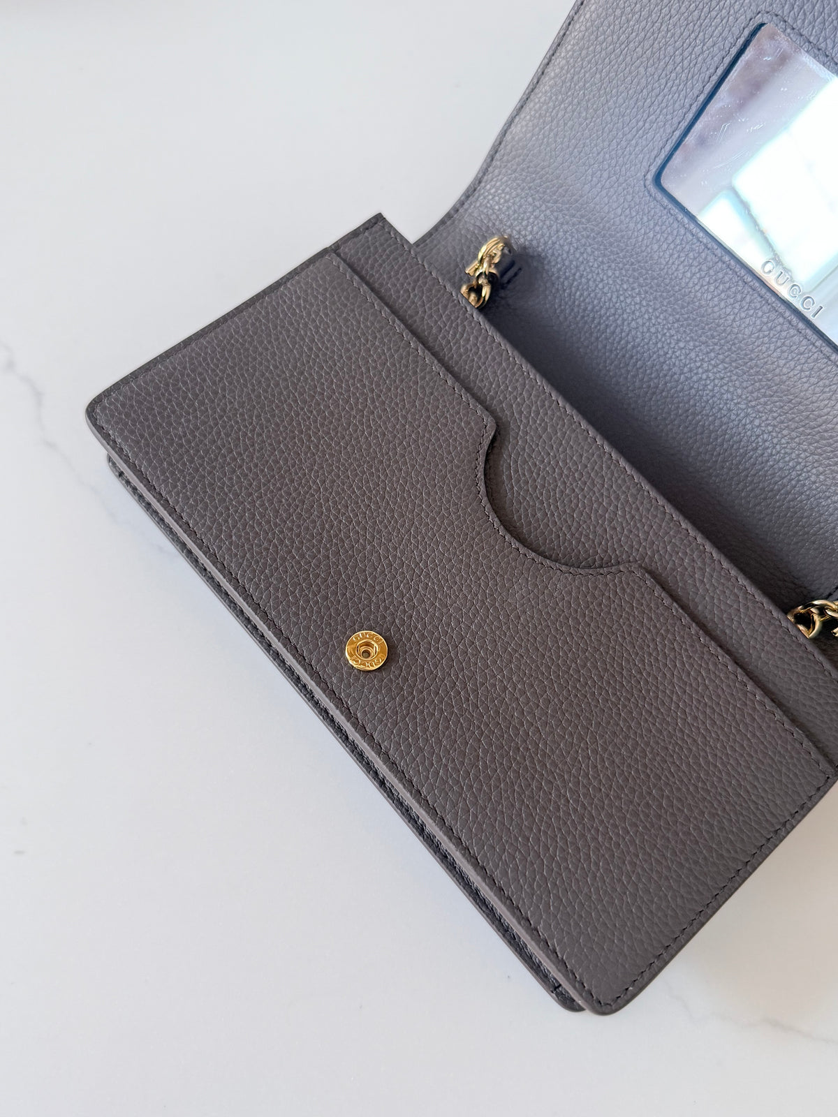 Gucci Bi-color GG Marmont Wallet on Chain