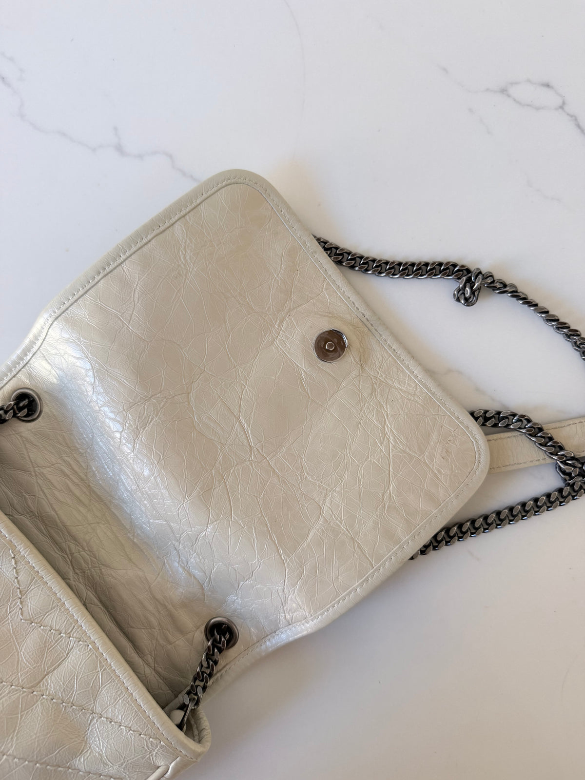 YSL Crinkled Calfskin Matelasse Monogram Niki Chain Bag