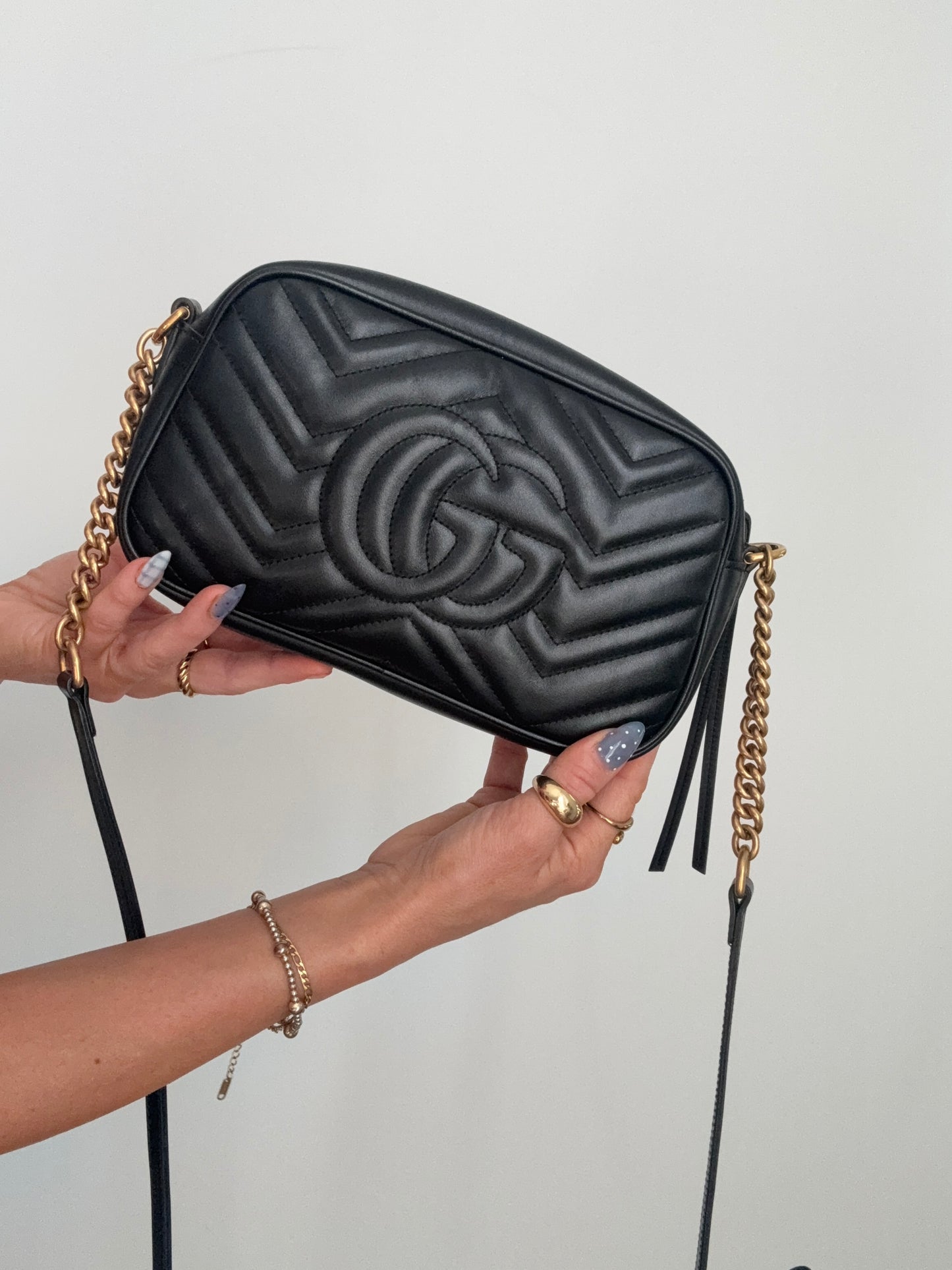 Black Gucci Marmont Camera Bag