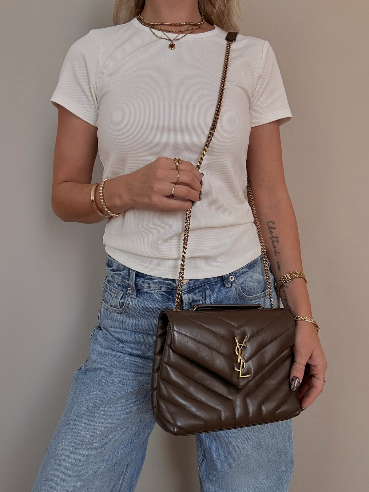 YSL Quilted LouLou Deep Hickory