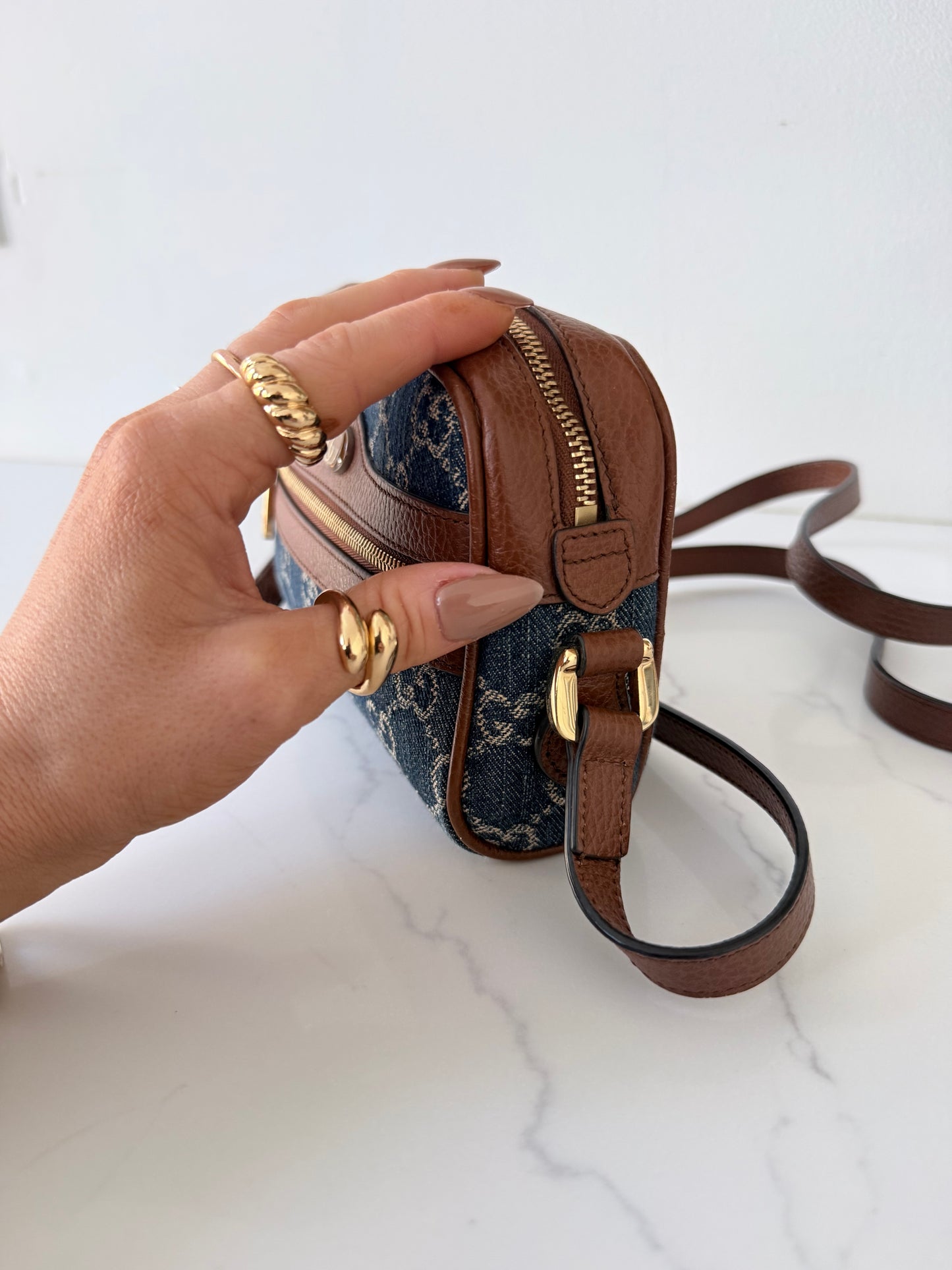 GUCCI Ophidia Shoulder Bag GG Denim Mini
