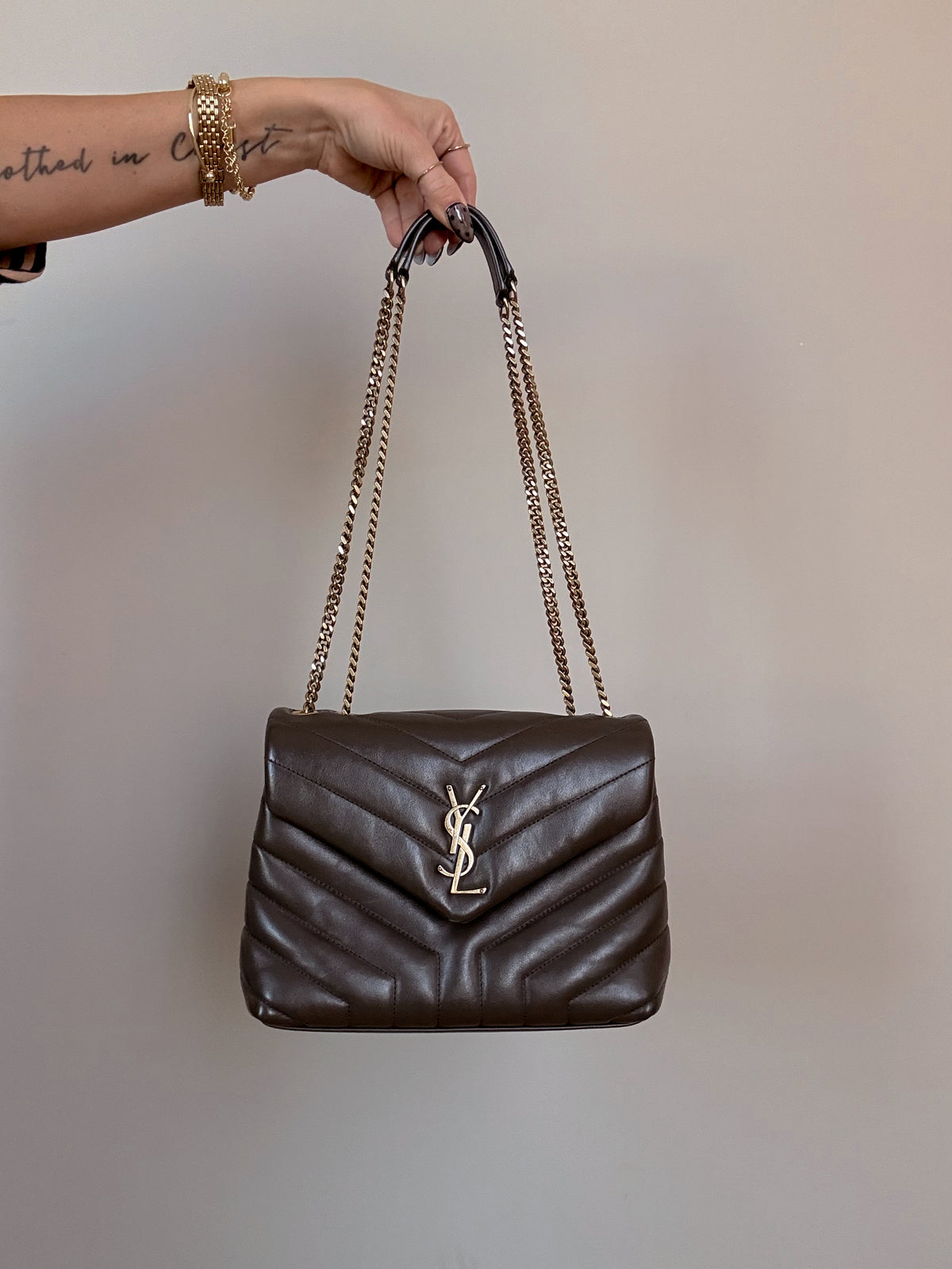 YSL Quilted LouLou Deep Hickory