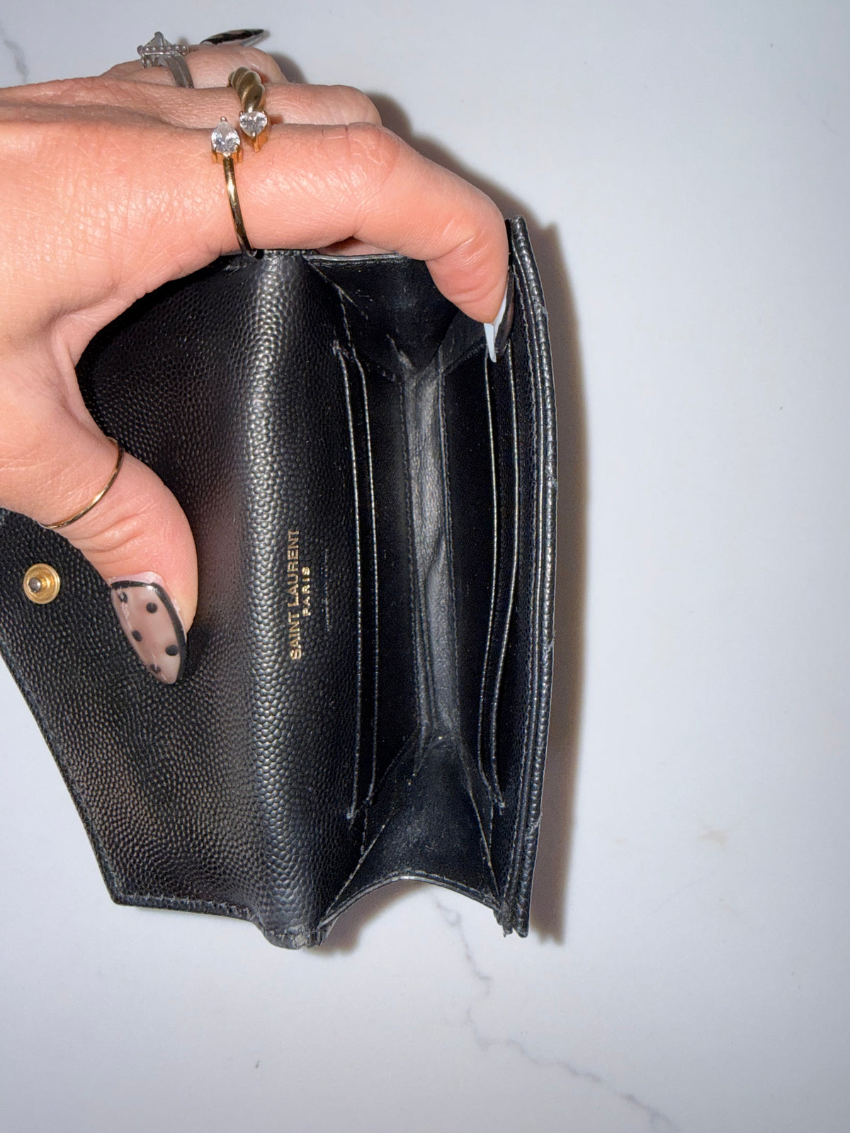 YSL Cassandra Matelasse Small Envelope Wallet Black
