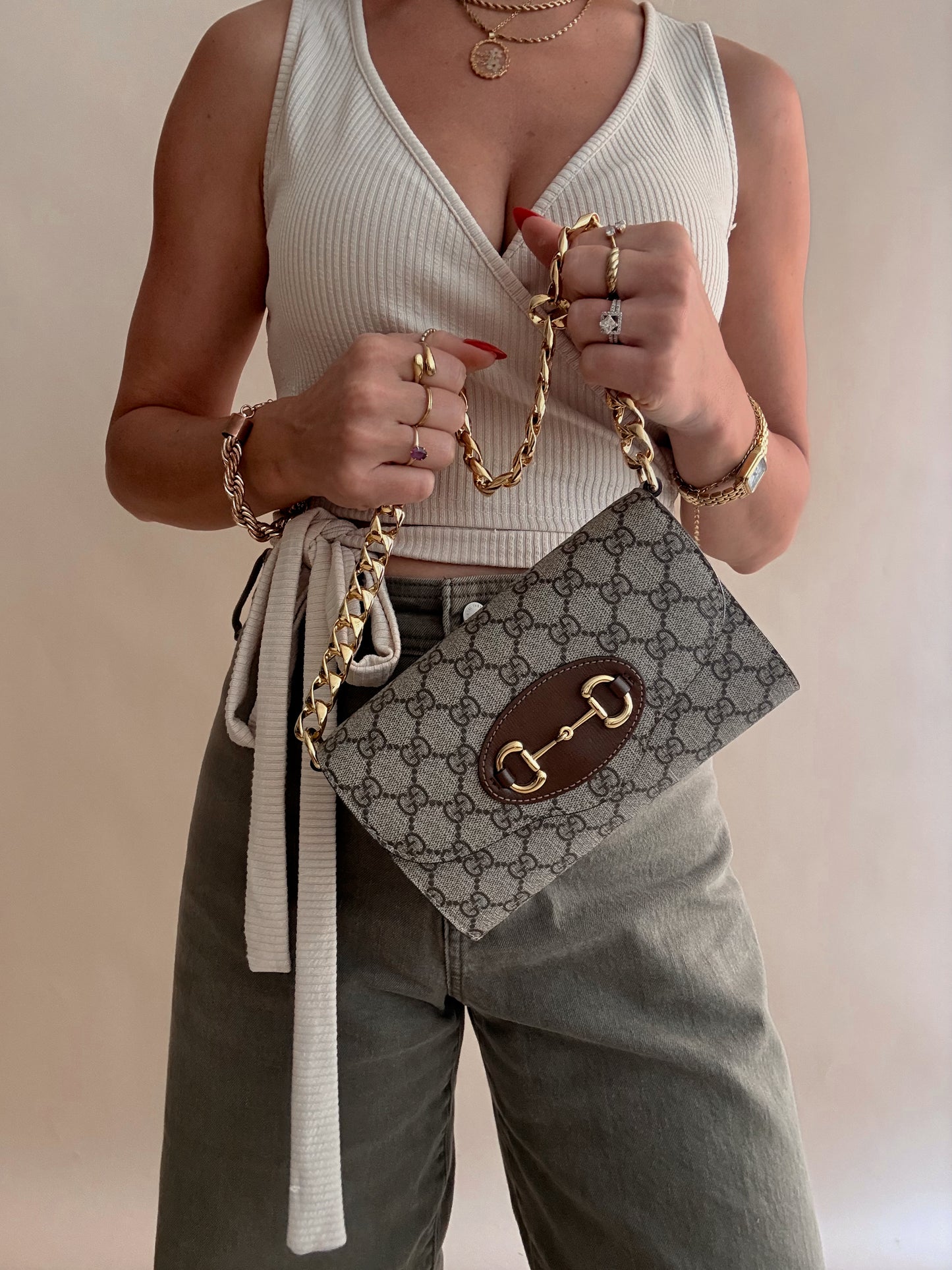Gucci GG Supreme Monogram Small Horsebit 1955 Crossbody