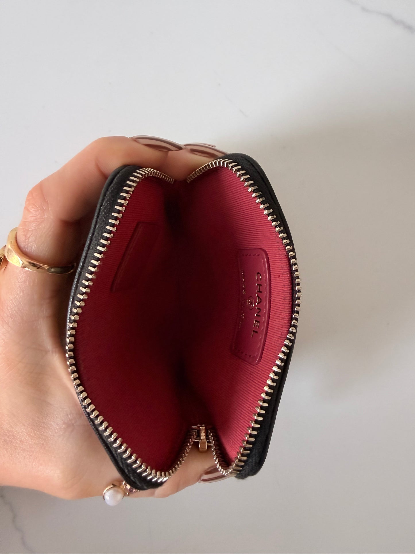 Lambskin Quilted Chanel 19 Zip Card Holder Wallet