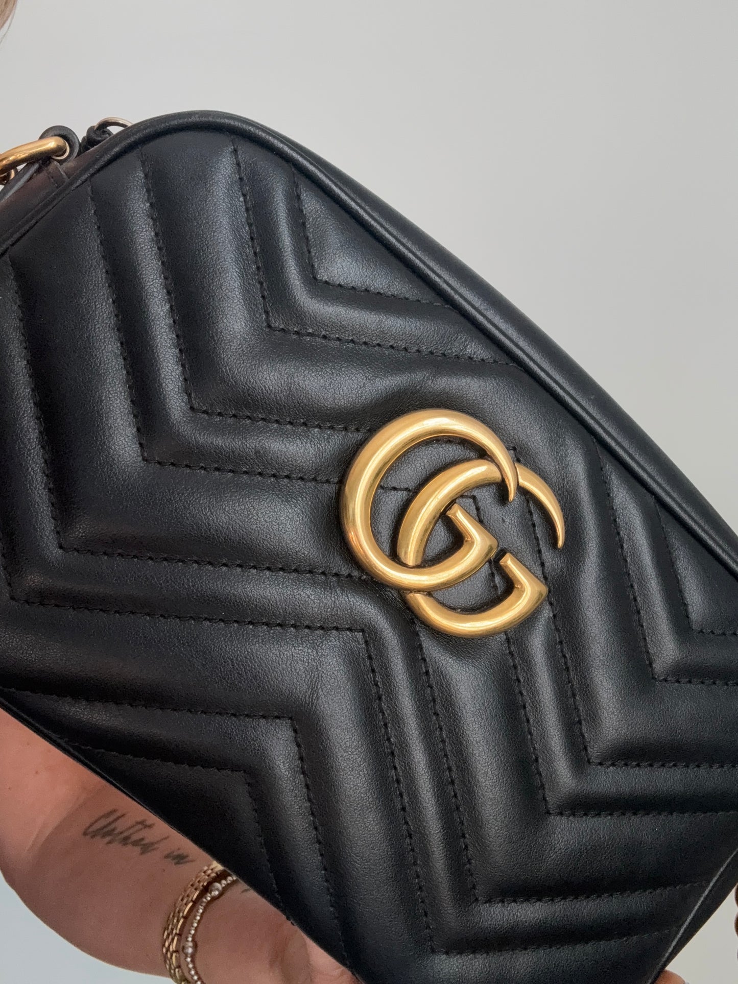 Black Gucci Marmont Camera Bag