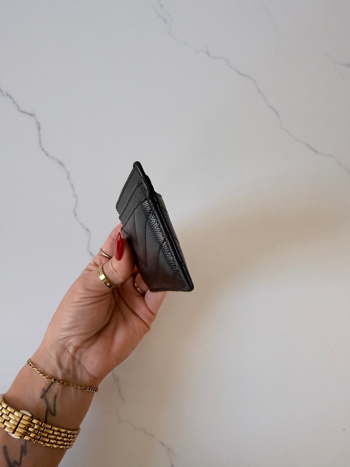 YSL Monogram Card Case in Grained Leather