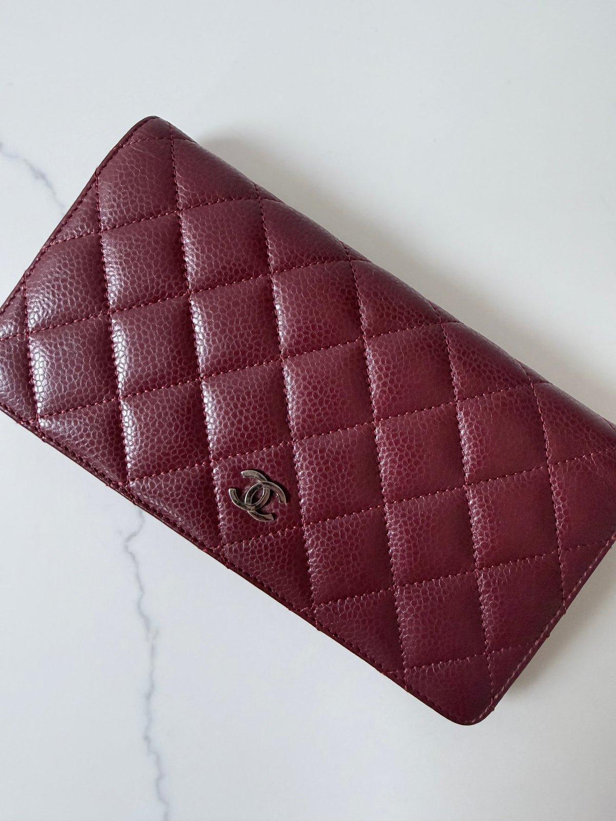 Chanel Burgundy Quilted Wallet
