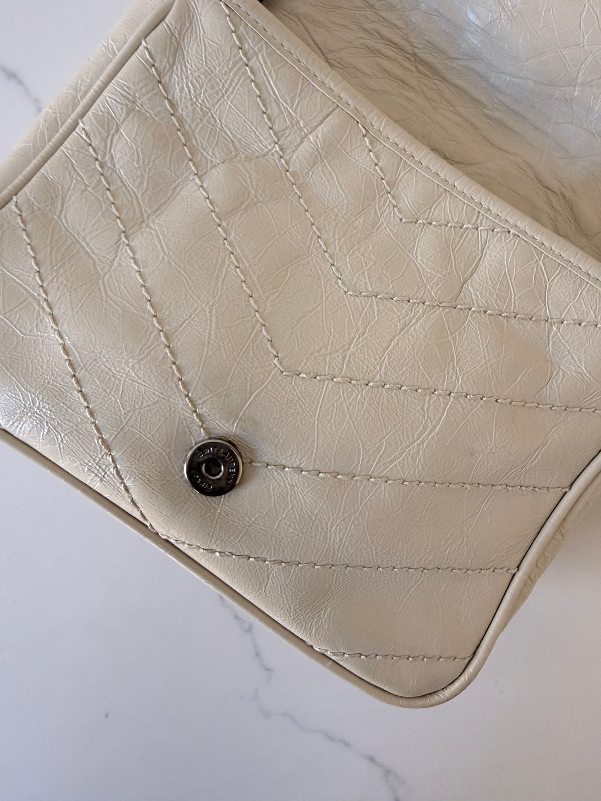 YSL Crinkled Calfskin Matelasse Monogram Niki Chain Bag