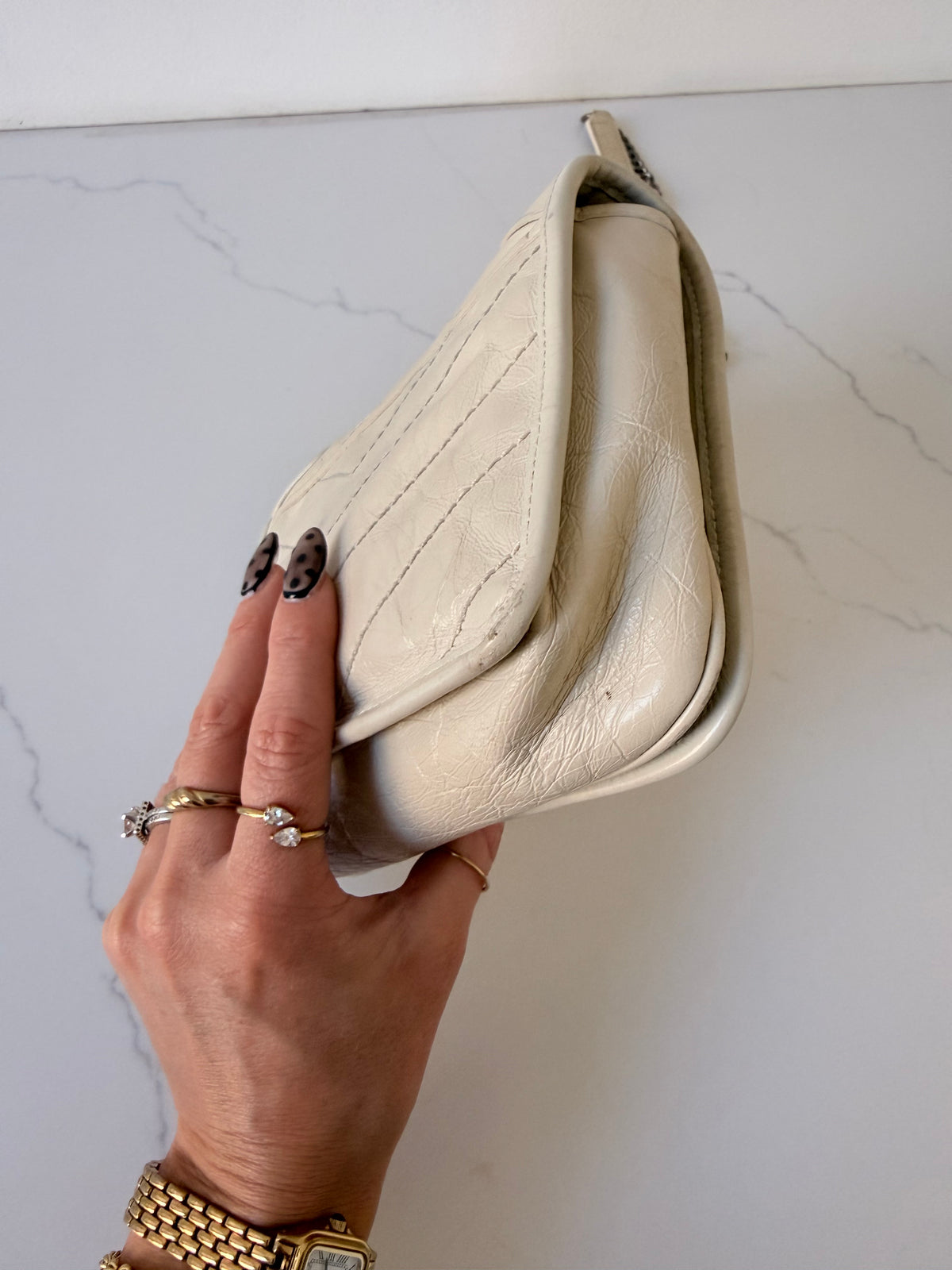 YSL Crinkled Calfskin Matelasse Monogram Niki Chain Bag