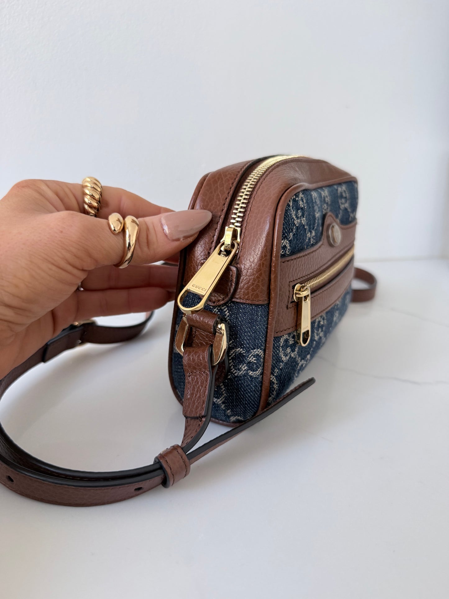 GUCCI Ophidia Shoulder Bag GG Denim Mini