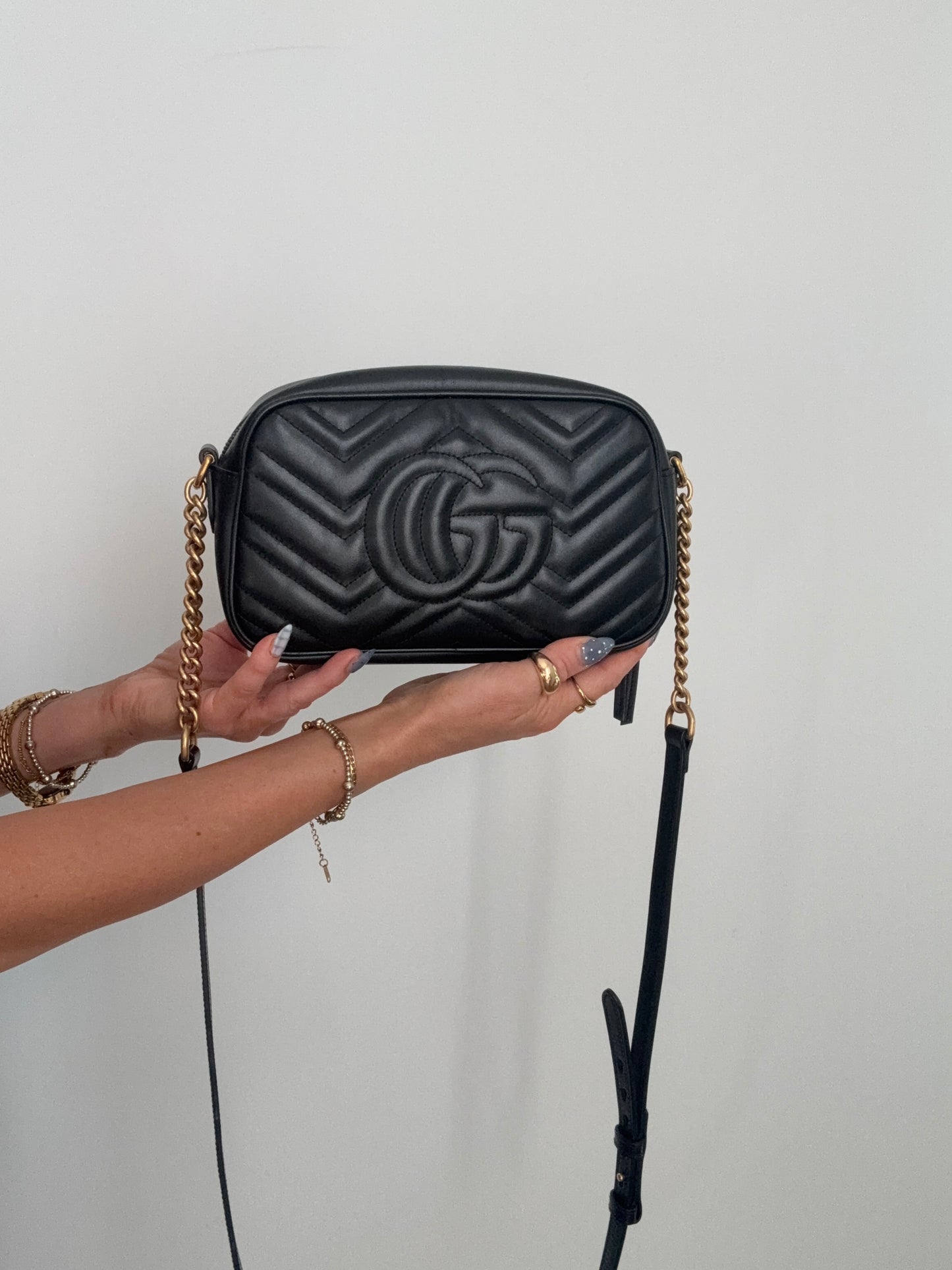 Black Gucci Marmont Camera Bag
