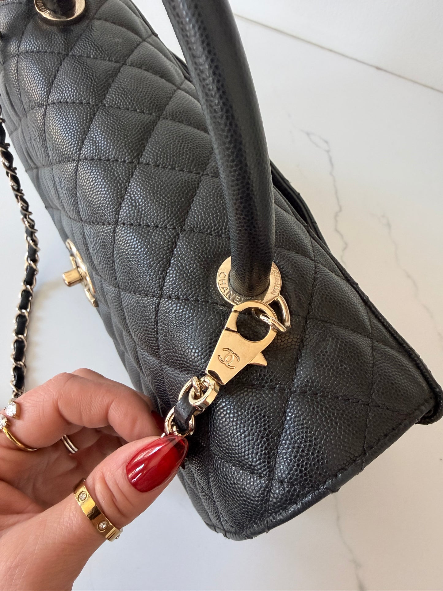 Chanel Caviar Quilted Medium Coco Handle Flap Black