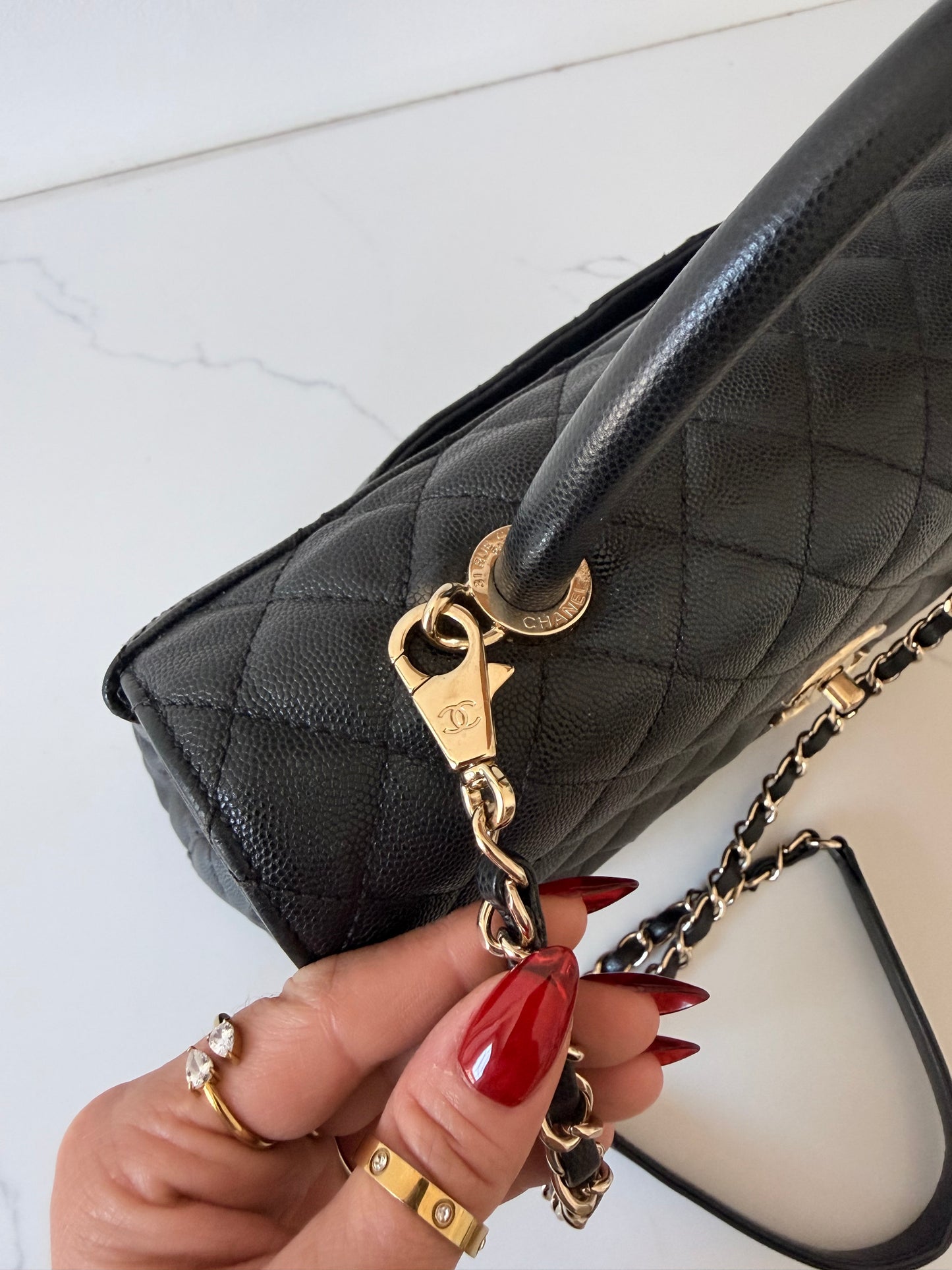 Chanel Caviar Quilted Medium Coco Handle Flap Black
