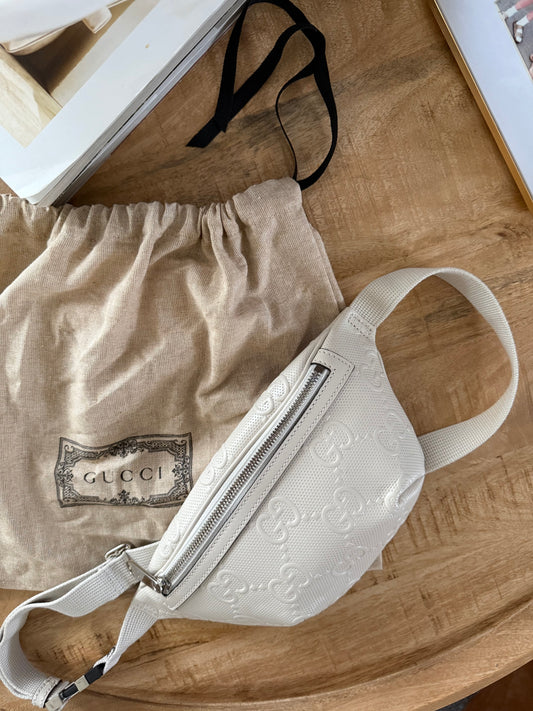 Gucci Emboss Belt Bag Cream