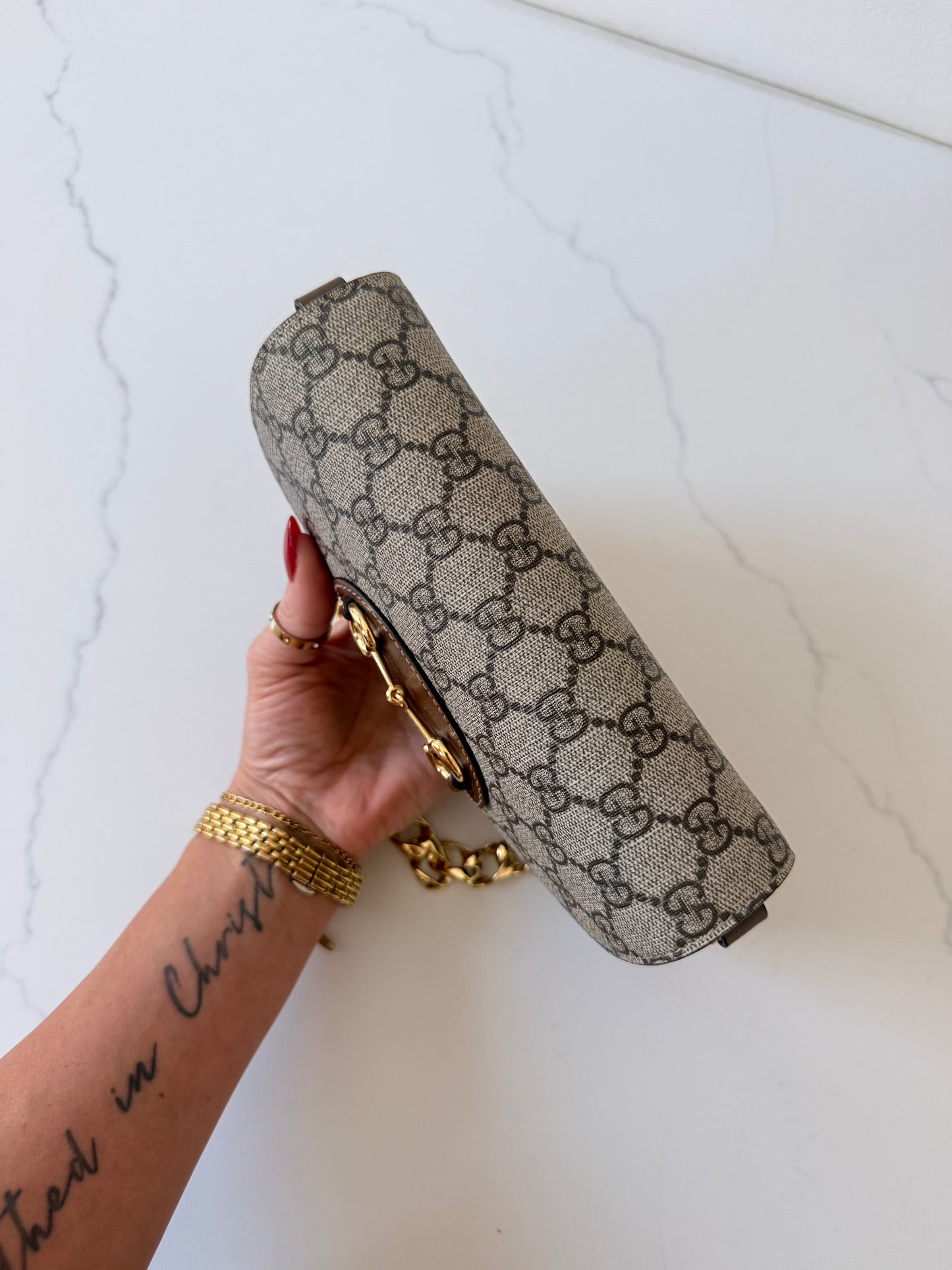 Gucci GG Supreme Monogram Small Horsebit 1955 Crossbody