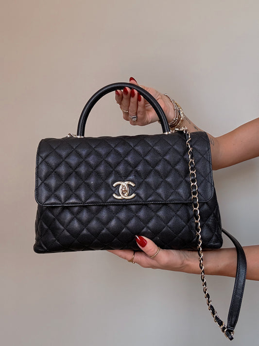 Chanel Caviar Quilted Medium Coco Handle Flap Black