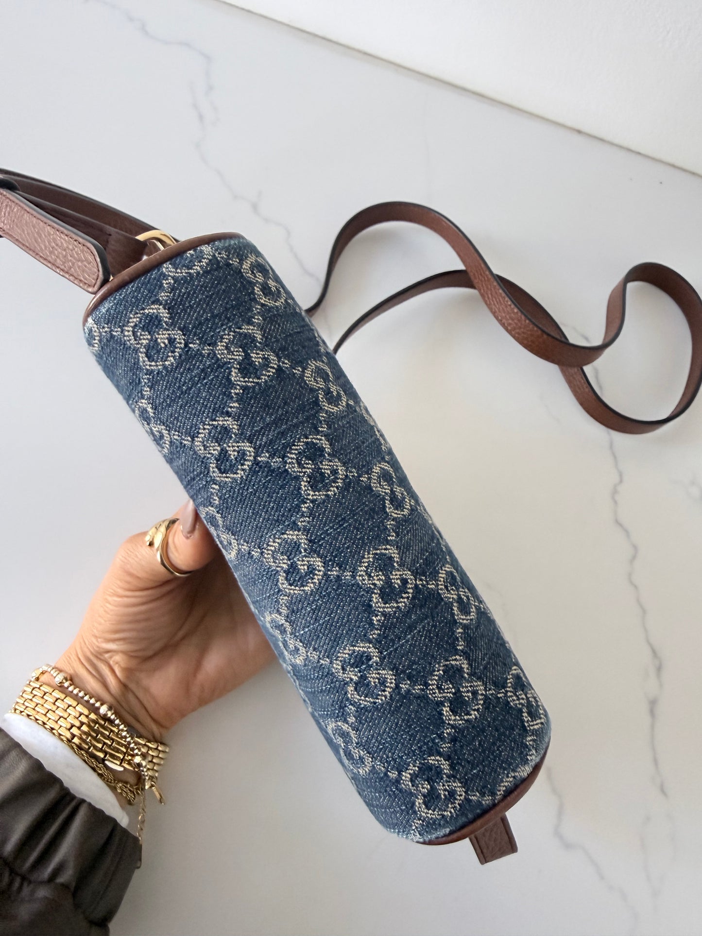 GUCCI Ophidia Shoulder Bag GG Denim Mini
