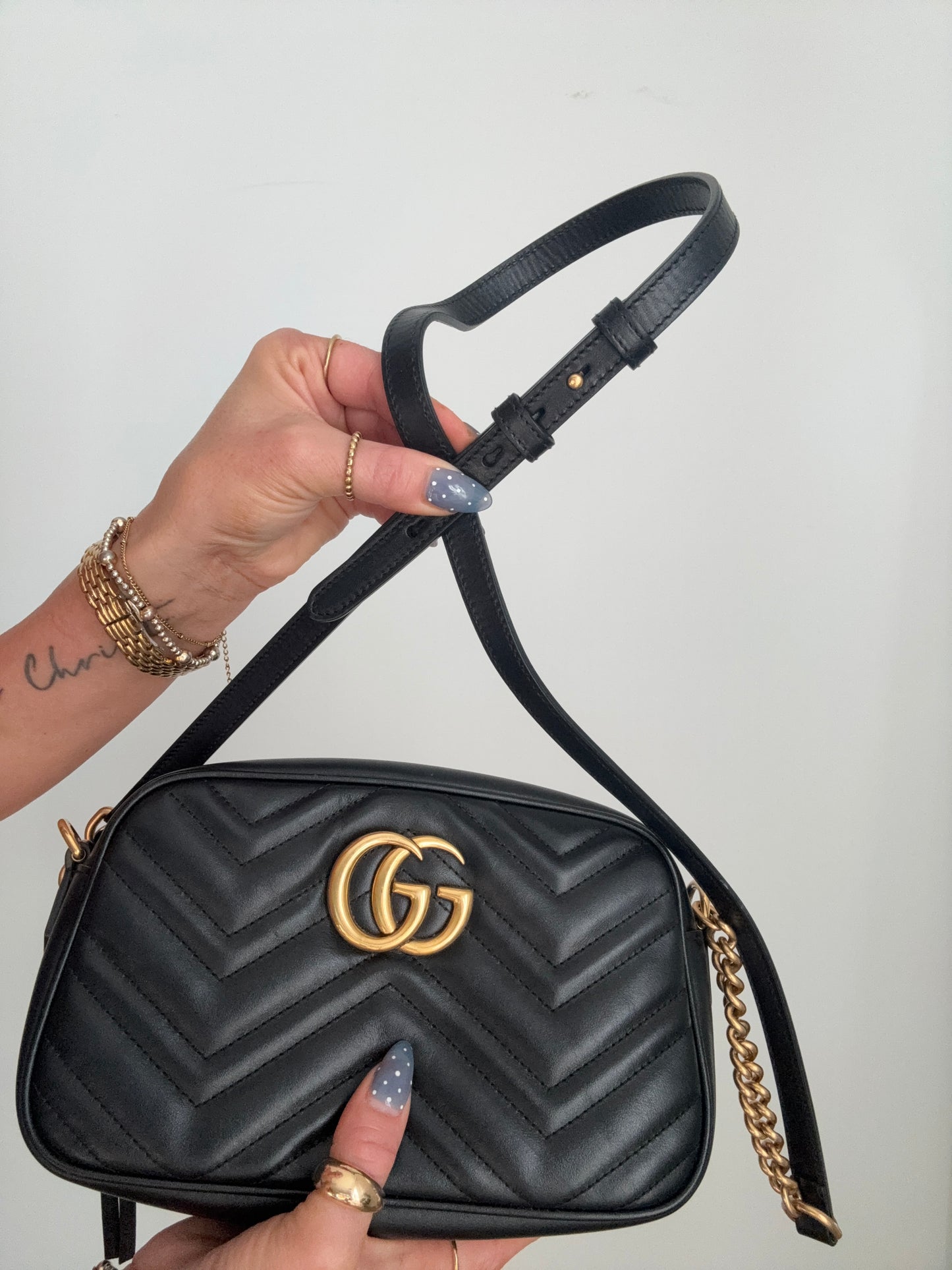 Black Gucci Marmont Camera Bag