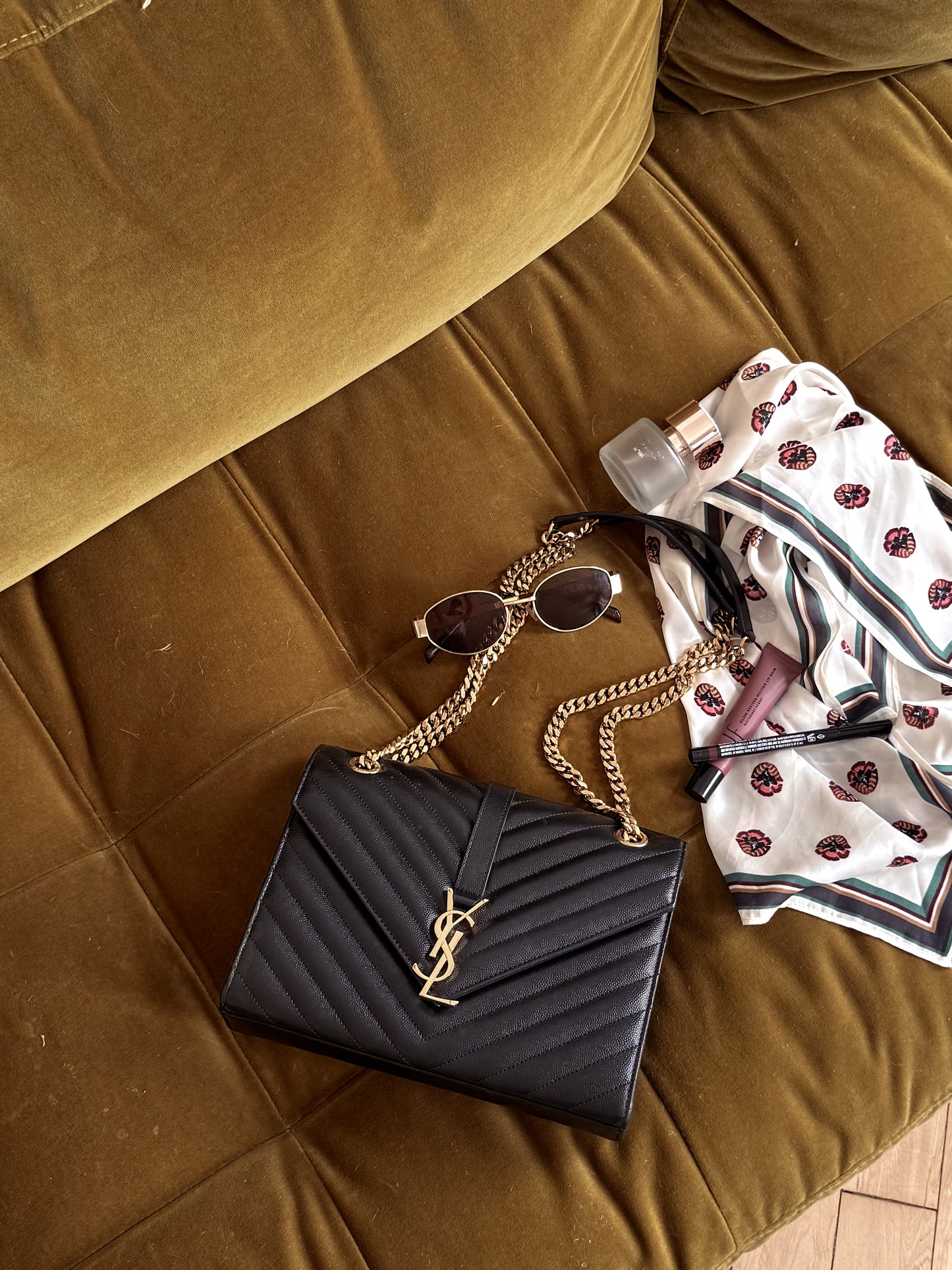 YSL Monogram Matelassé Envelope Chain Shoulder Bag