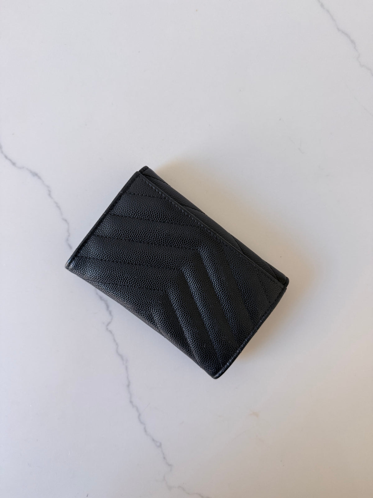 YSL Cassandra Matelasse Small Envelope Wallet Black