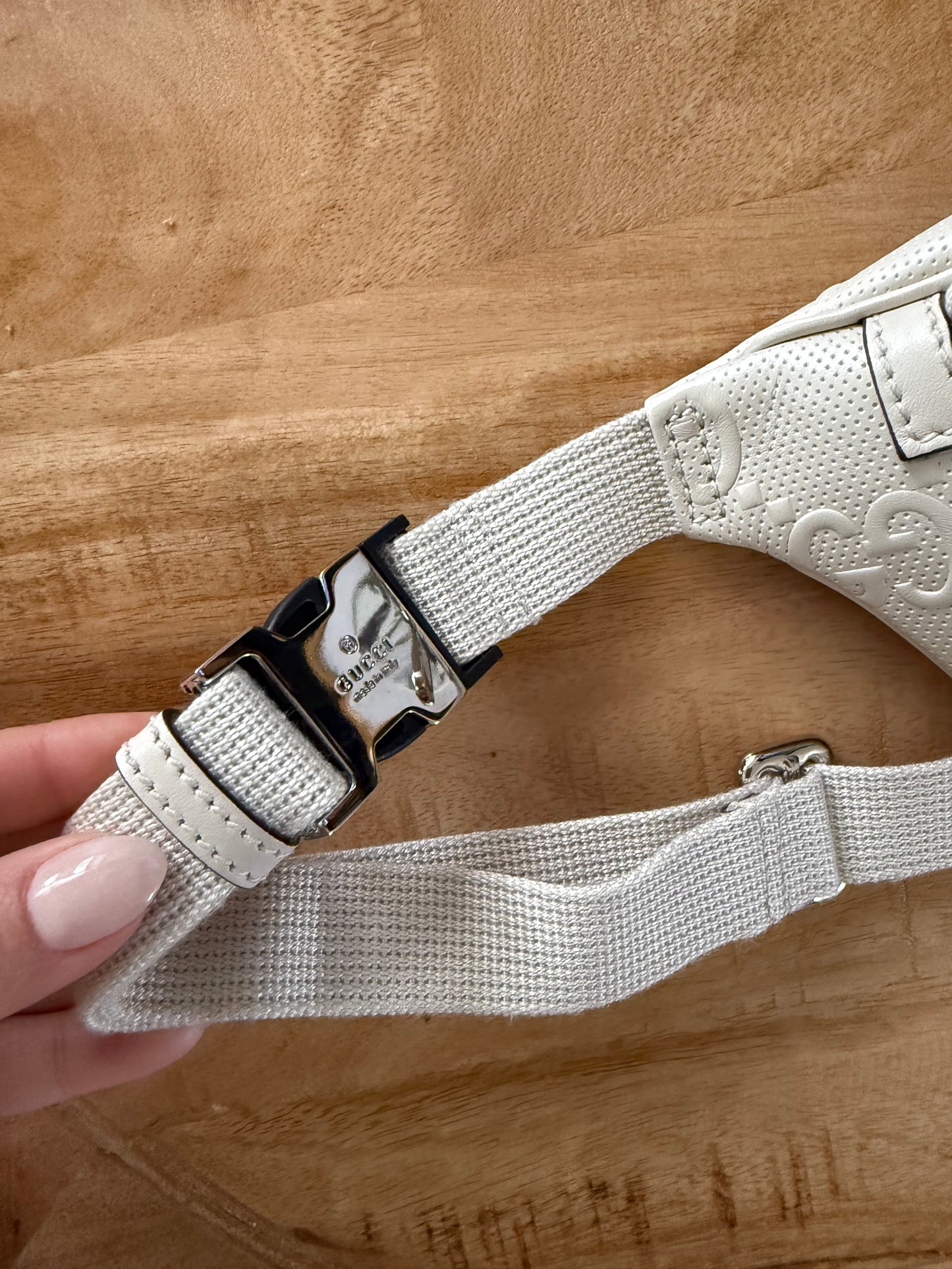 Gucci Emboss Belt Bag Cream