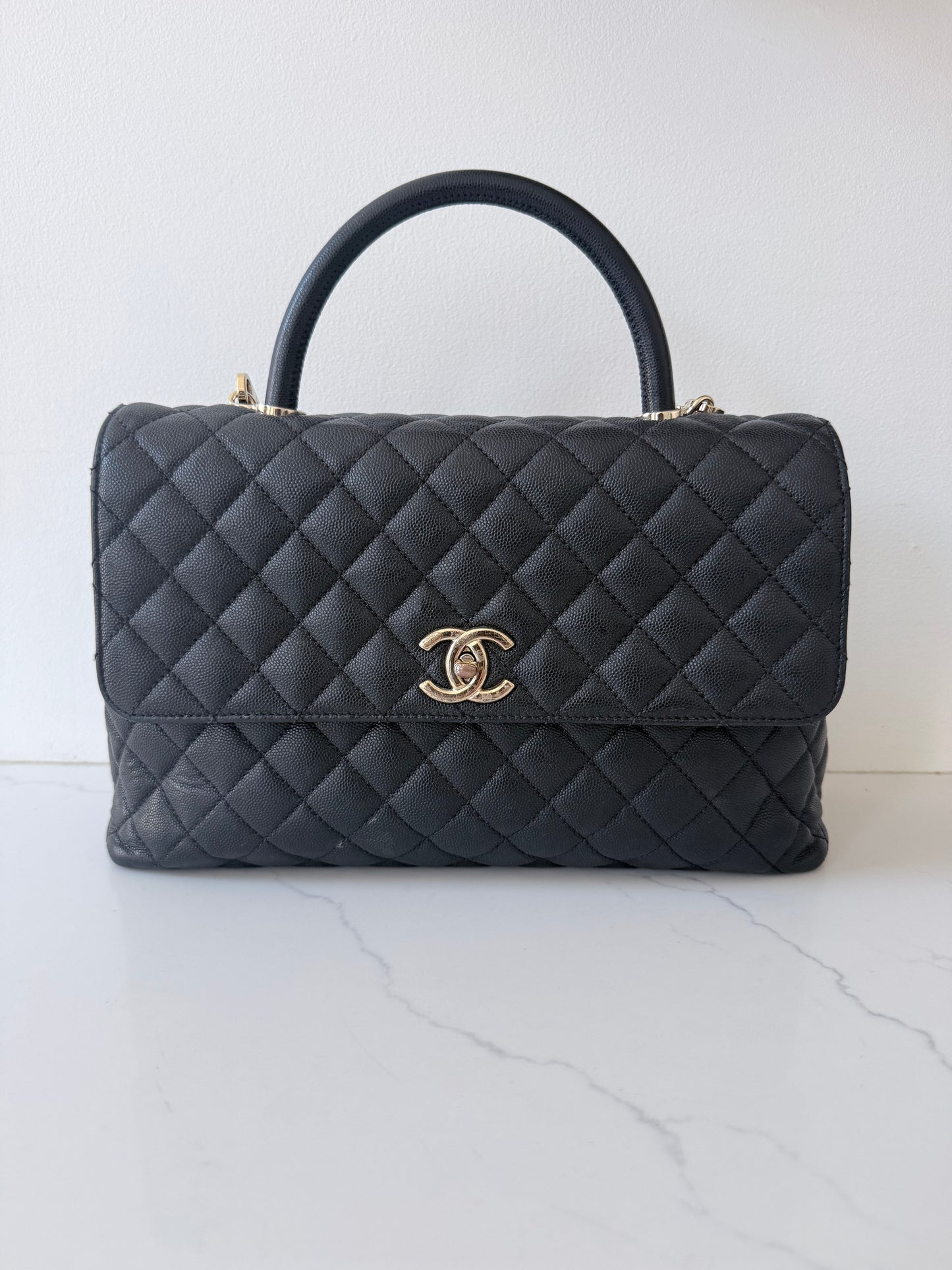 Chanel Caviar Quilted Medium Coco Handle Flap Black