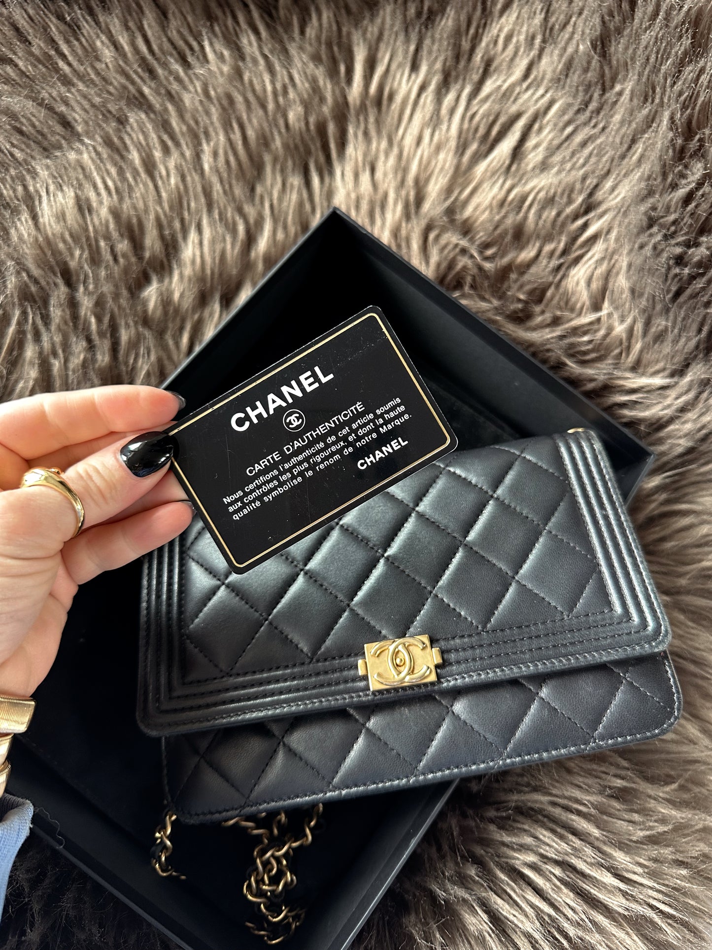 CHANEL Boy Wallet On Chain Quilted Lambskin