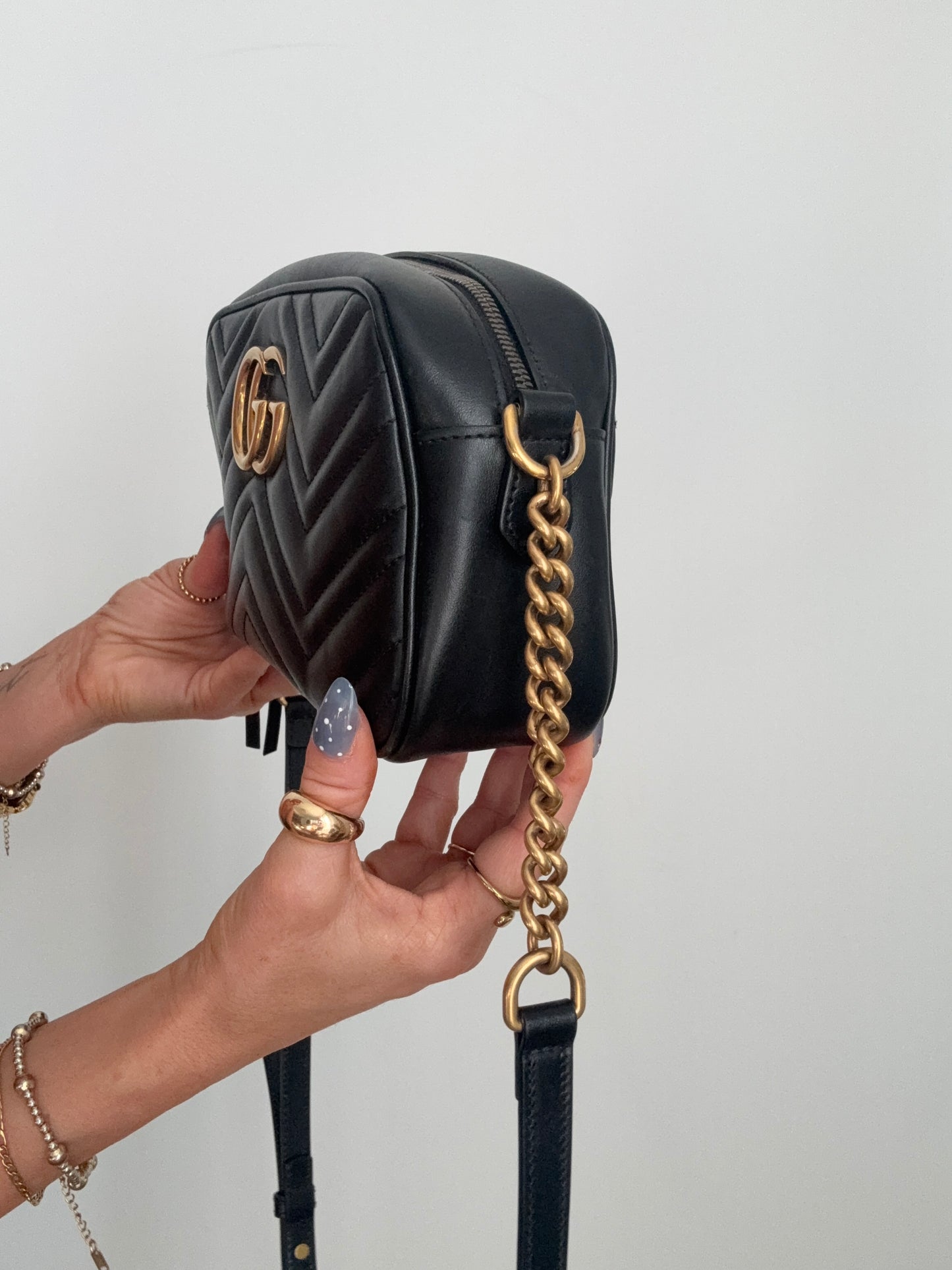 Black Gucci Marmont Camera Bag