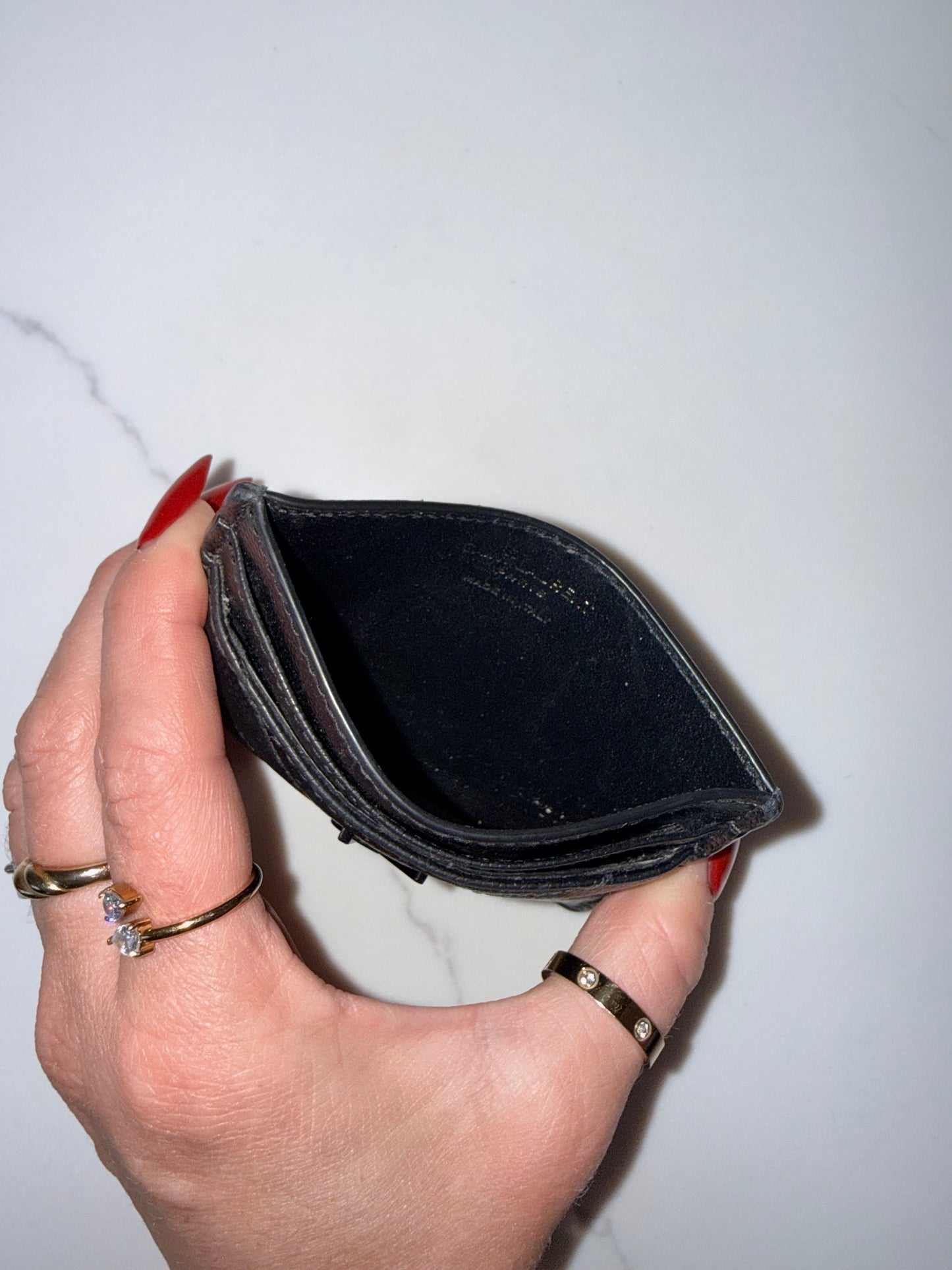 YSL Monogram Card Case in Grained Leather