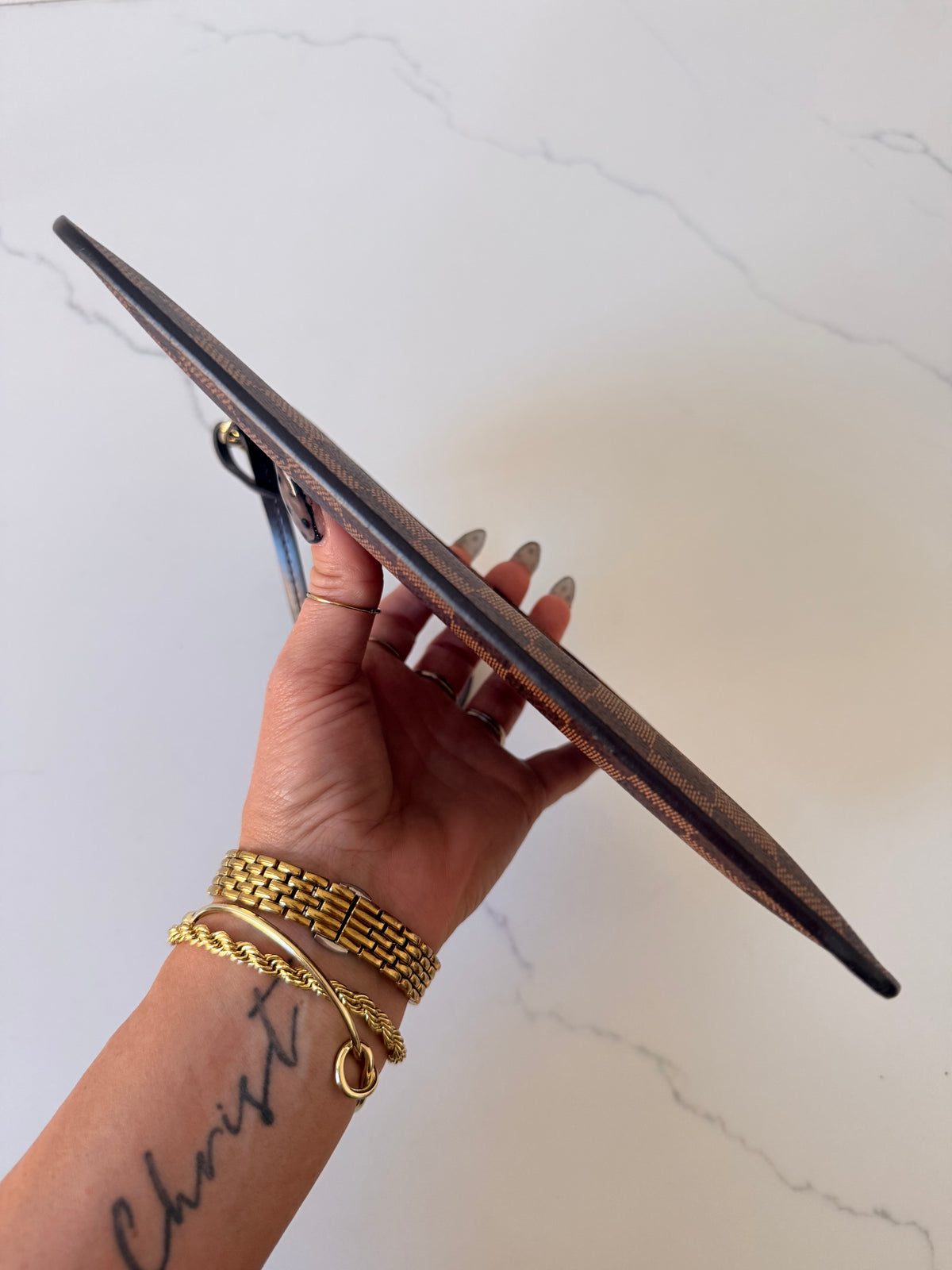 Louis Vuitton Neverfull Wristlet Damier Ebene